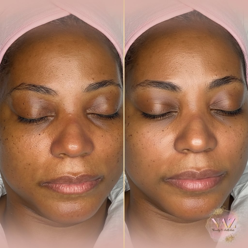 Real skin. Real results. Real confidence boost.
Swipe to see how a single treatment can transform your glow. Notice the difference in brightness and texture?
Every face tells a story. Yours could be next.
Ready to love your skin? Book your consultation with Naz today ✨😊
