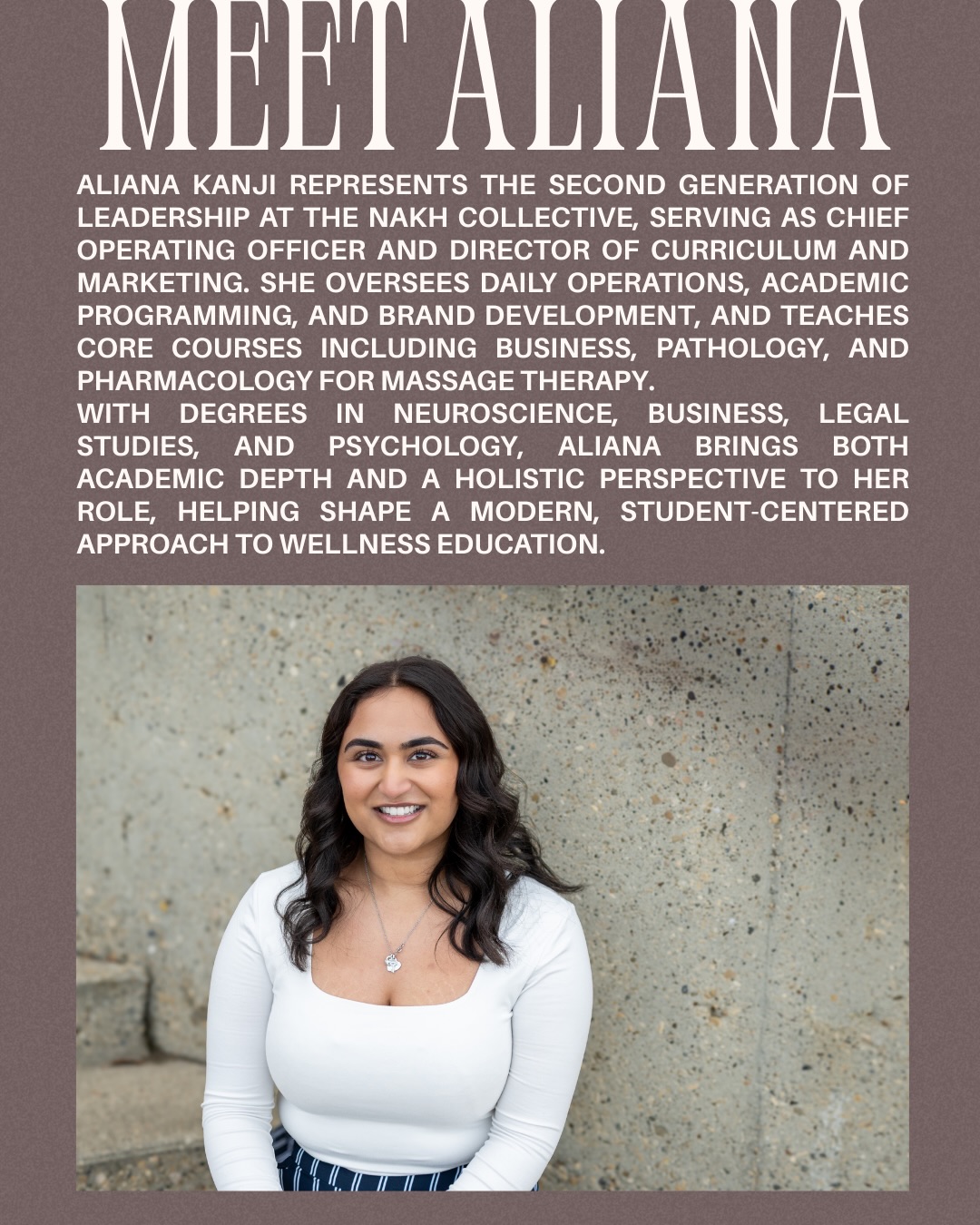 The NAKH Collective is entering its next chapter.
With Aliana and Hussain Kanji stepping into operating partner roles, the organization continues its family-founded legacy while evolving with a modern, student-centered approach. Their leadership reflects a balance of academic depth, operational strength, and forward-looking vision.
The same values.
A new generation guiding the way.