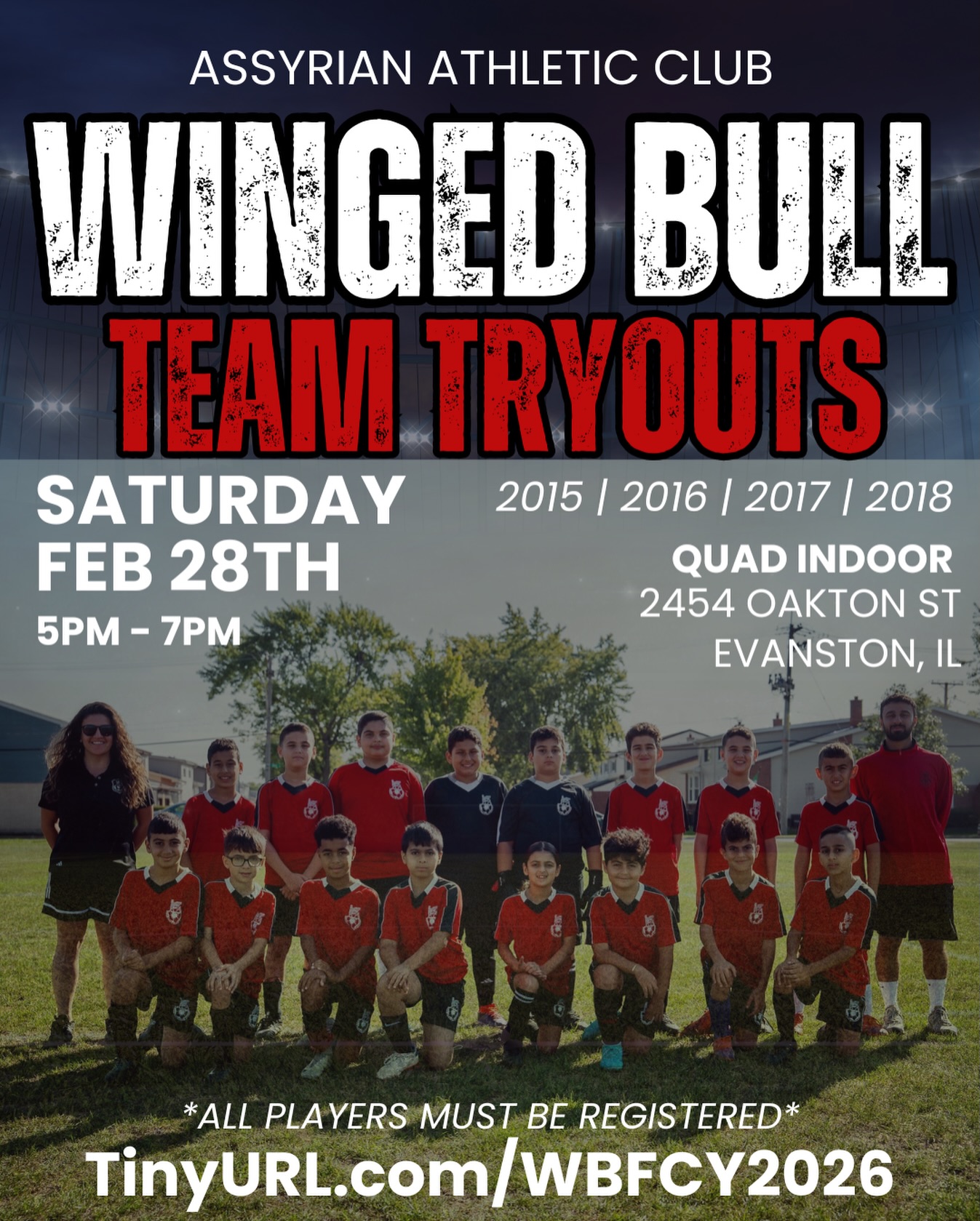 It’s time for our Winged Bull FC Youth try outs!
We’re looking to fill our U9, U10, and U11 squads for the Spring NISL Season. This is a competitive travel league, practices take place on Mondays/Wednesdays, with games on weekends throughout the Chicagoland area. Practices will begin in March, games begin in April and run through early June.
We’re primarily seeking new players born 2016 & 2017 (2018 welcomed to try out if you believe they can play up a year).
Returning players must try out as well - all players should be registered!
*link in bio*