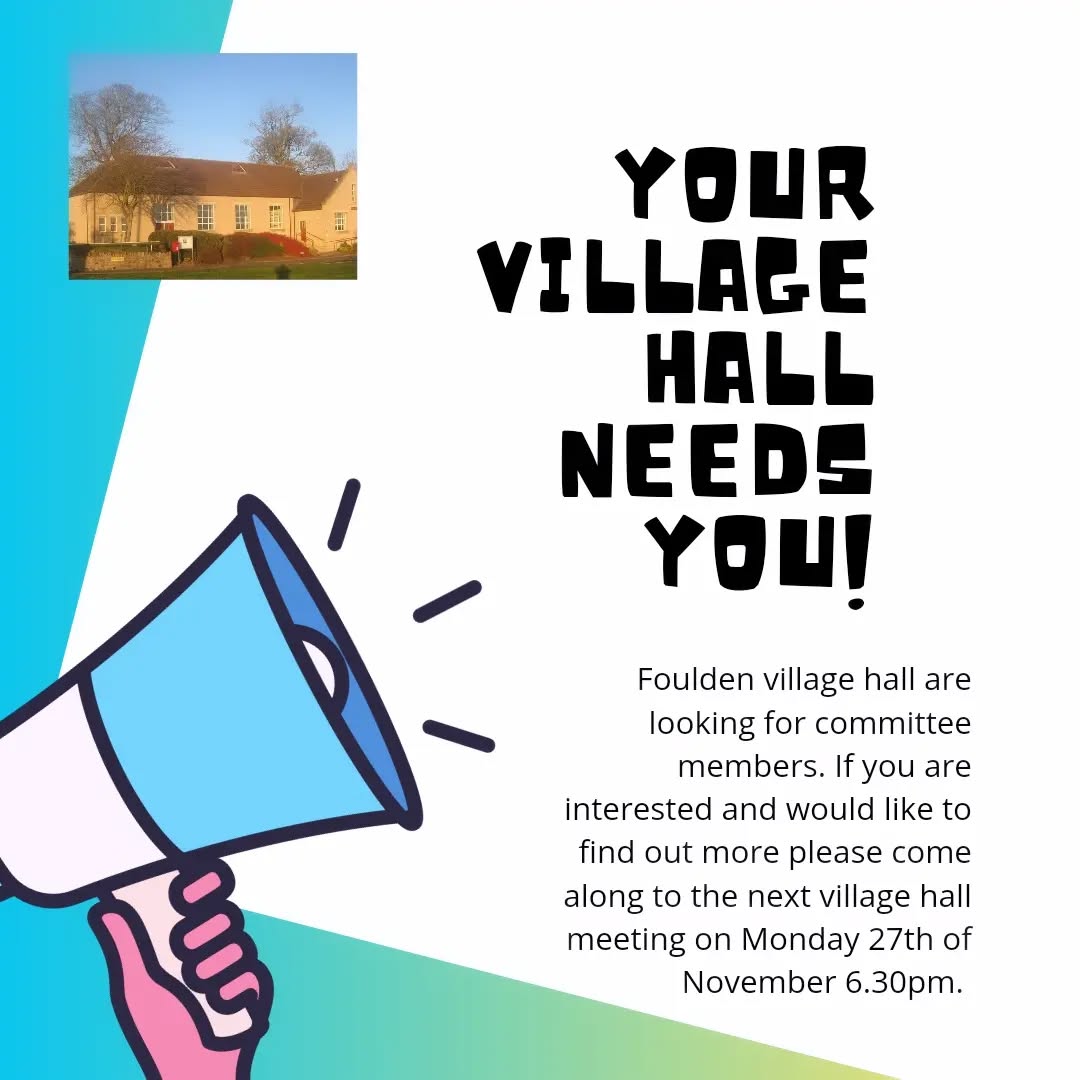Can you help our. Village Hall by becoming a committee member?