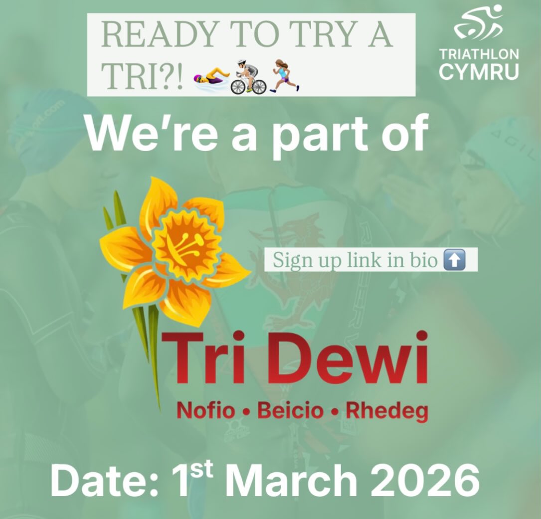 🤩 READY TO TRY TO TRI?! 🤩
@triathloncymru have arranged a day of events throughout Wales to celebrate Dydd Dewi Sant (St David’s Day) 🌼 🏴 #tridewi
The aim of this initiative is to get local communities and newcomers into the world of sport through beginner friendly triathlons 🏊♀️🚴🏼🏃🏽♀️
Our Cardiff Triathletes event is being held on March 1st 🌼 at @eastern_leisure_centre and consists of:
- 200m pool swim
- 10km static spin bike
- 3km run from Eastern LC
There is no pressure on times etc, the main onus is on people getting involved. Everyone gets a medal 🏅
Entry cost is only £5! And the event starts at 1:30pm! 💪🏼
Link to enter is in our bio!!
PLEASE SHARE! And come along!!
💛💙🖤
#cardifftriathletes #tryatri #beginnertriathlon #welshtriathlon