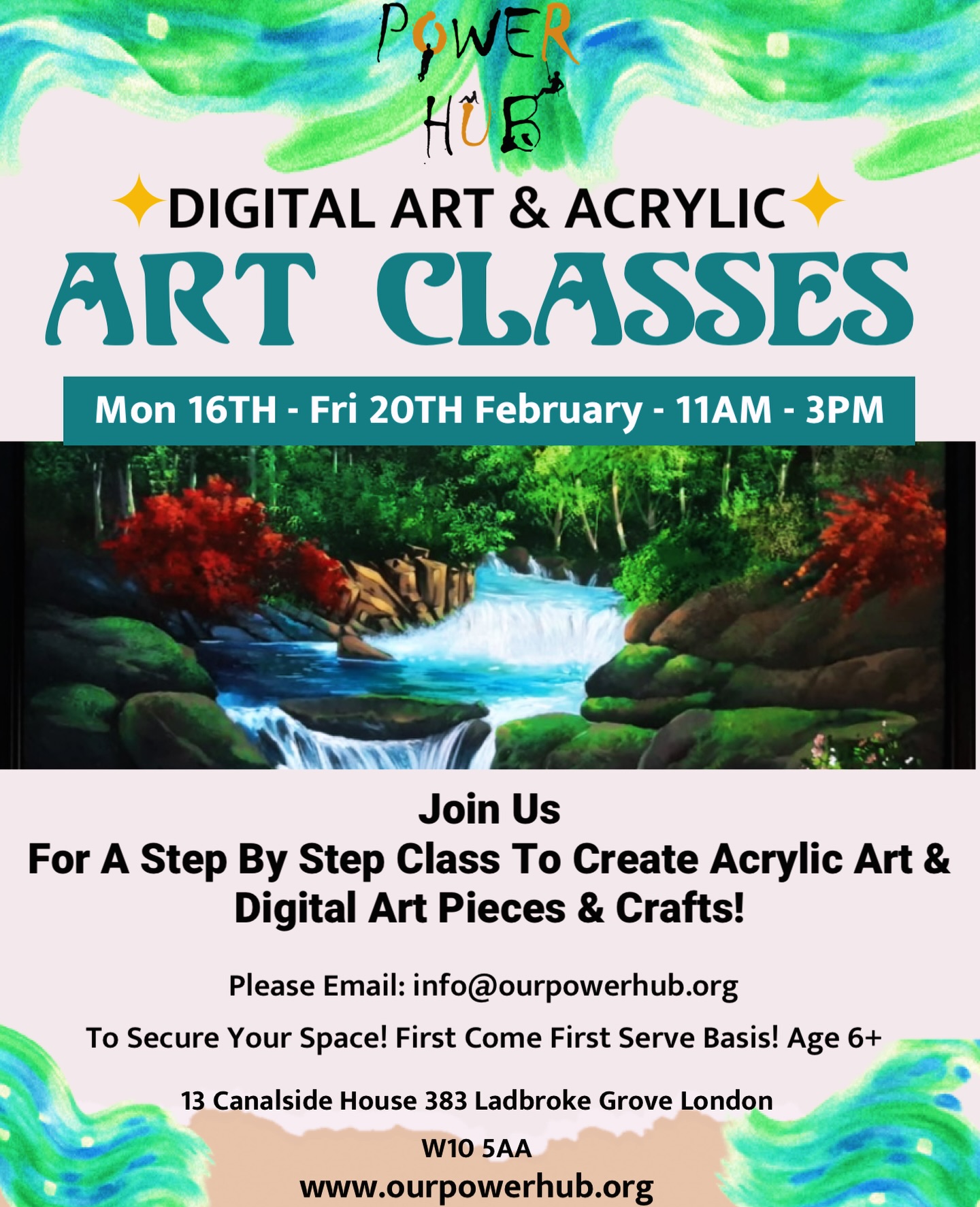 🌟February Half Term at Our Power Hub🌟
Join us this half term for a week of creativity, culture, and community, led by our amazing staff and youth team.
🎨 Digital art workshops
🖌 Acrylic painting on canvas
🌙 Beautiful crafts inspired by Ramadan & Easter
🖐 A special henna day for everyone to enjoy
Spaces are limited and offered on a first come, first served basis.
To secure a place, email info@ourpowerhub.org
We can’t wait to create with you 💫 🖼️ 🎨💻