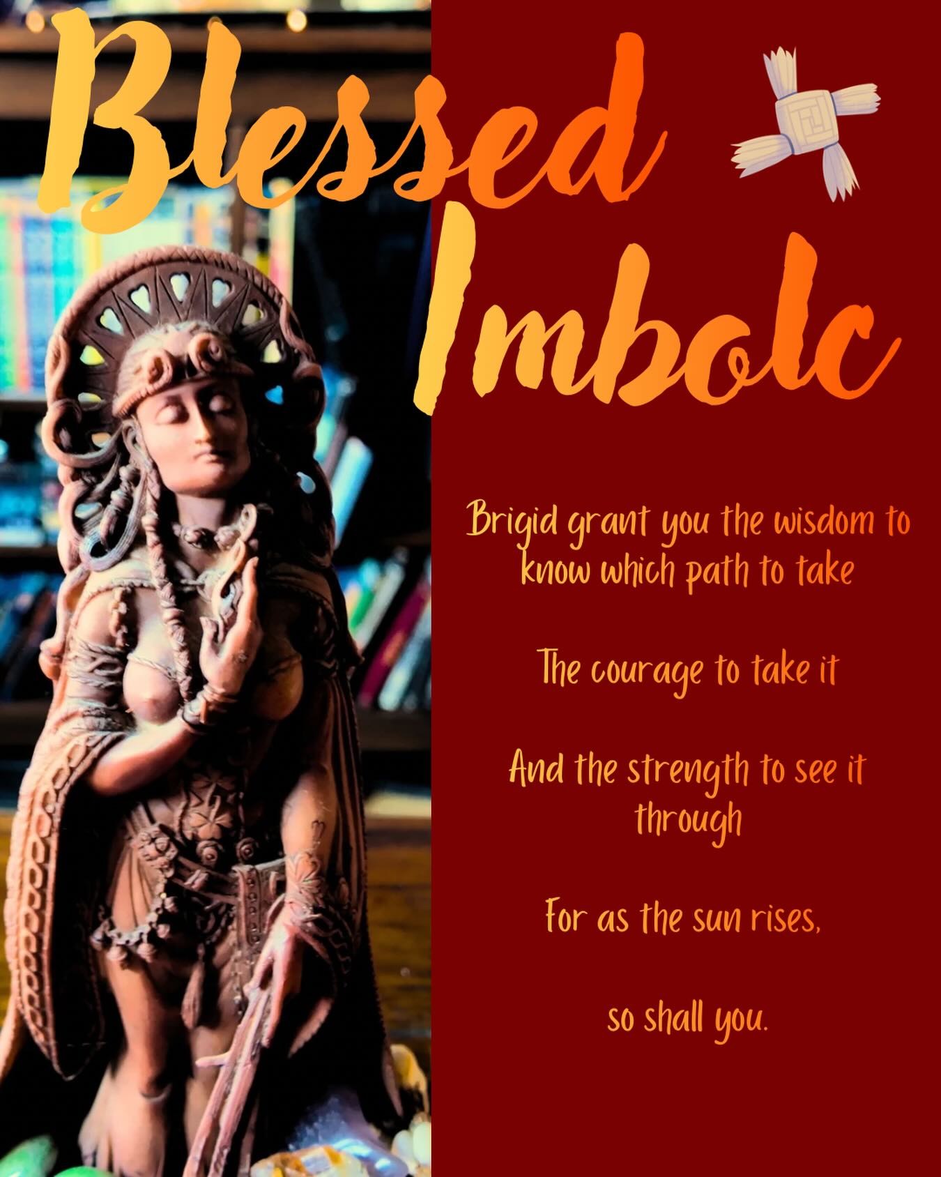 I don’t share a lot about my own practice online. It isn’t the sort of thing I’m comfortable capturing on a camera for the world to see. For me it’s for the moment. But it felt strange to not acknowledge Imbolc in this space as it is when Brigid is honored most and she is to whom I dedicated the Hearth Witch series. There is a lot of who I used to be in Saga when it comes to her uncertainty and hesitation, but even more so the casual but loving relationship she has with her goddess was important for me to share.
There have been many nights where my form of prayer is pouring us both a cup of tea and chatting as old friends.
This Imbolc, I am so incredibly grateful for the hearts this story has touched and those who have eagerly put it on their TBR lists.
Tonight I’m making spiced honey cakes, and will set my intentions for this coming year, but before the sun sets, I am nothing but gratitude. I am thankful for you, for the things I cannot see, and that I am able to share these stories.
Blessed Imbolc to those who celebrate, and for all reading this, may you feel guided and certain on your path to what you seek.
#imbolc #goddessbrigid