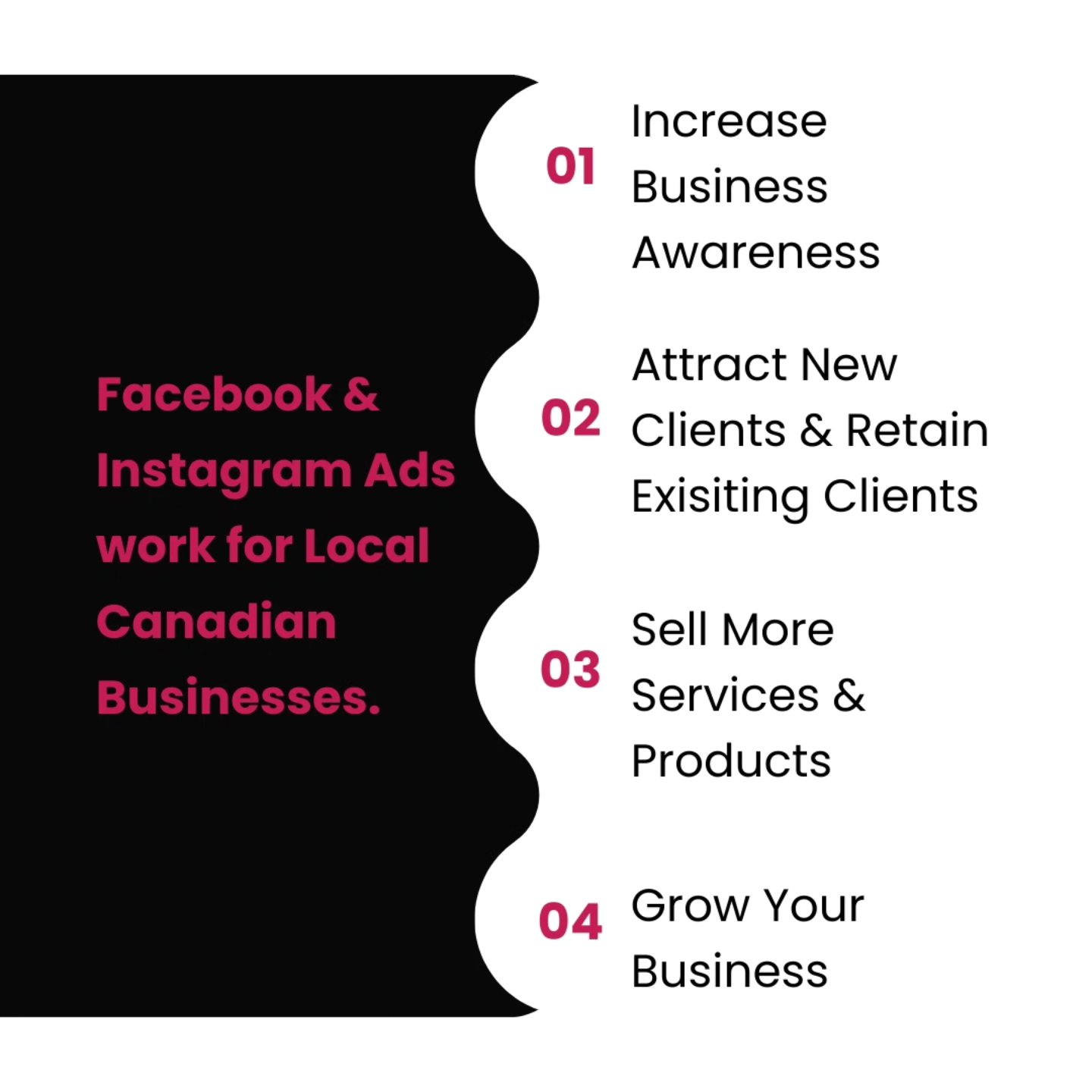 Don't go looking for clients and wasting money in places they aren't looking.
Facebook & Instagram Ads work because that's where your clients are.
Make your business known in your community.
We run ads that work for your business goals.
#facebookads #instagramads #newclients #exisitingclients #localbusiness #community #sales #growth