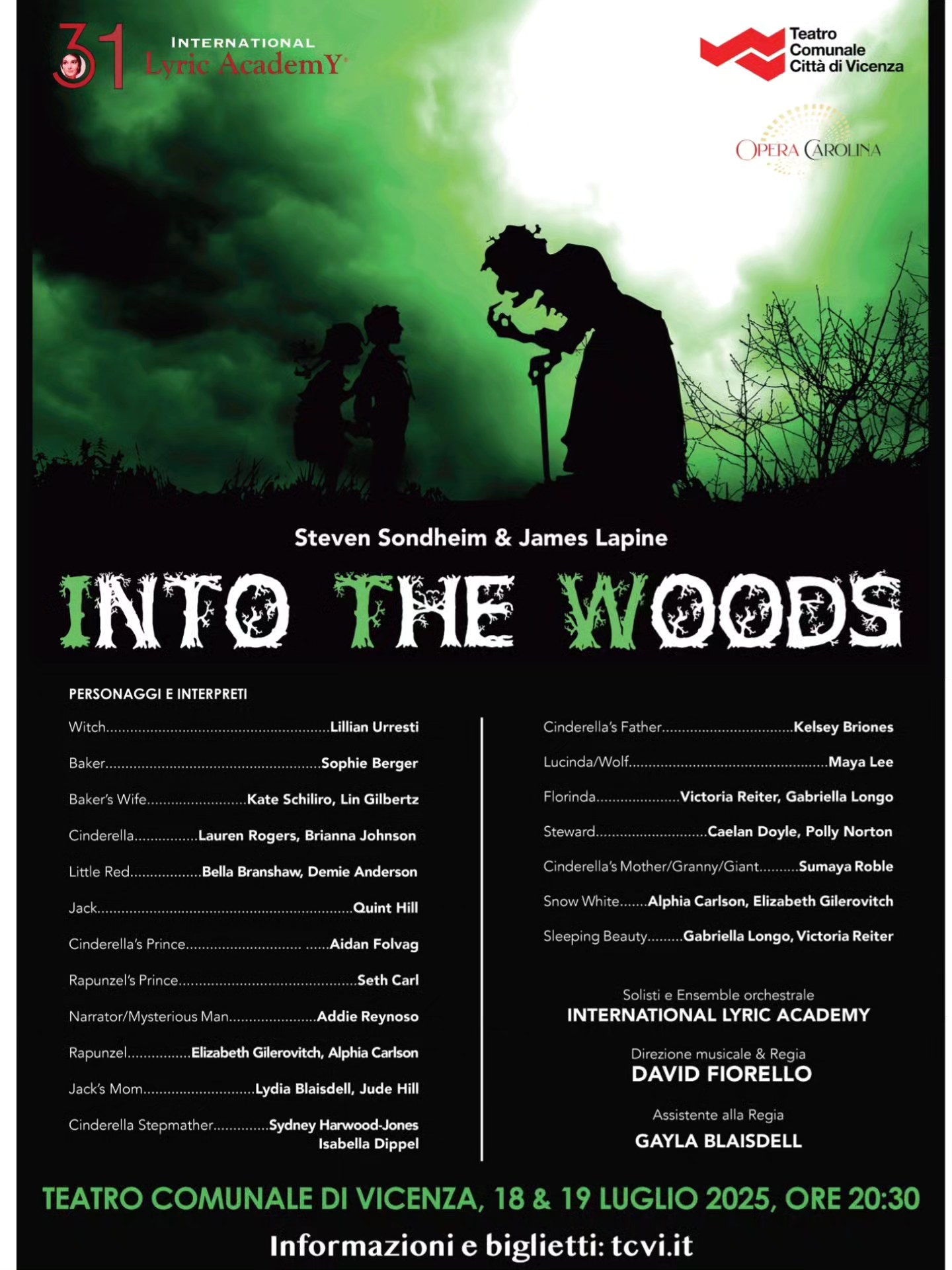 Don’t miss the wonderful show directed by the musical genius David Fiorello with Gayla Blaisdell as assistant. A fantastic cast of young artists is waiting for you at the Teatro Comunale di Vicenza!
.
.
.
.
.
.
.
.
#internationallyricacademy #davidfiorello
#LiveMusic #TheaterMagic #VicenzaEvents #YoungArtists #DavidFiorello #GaylaBlaisdell #TeatroComunaleVicenza #UnmissableShow #MusicalExcellence #SummerInVicenza
