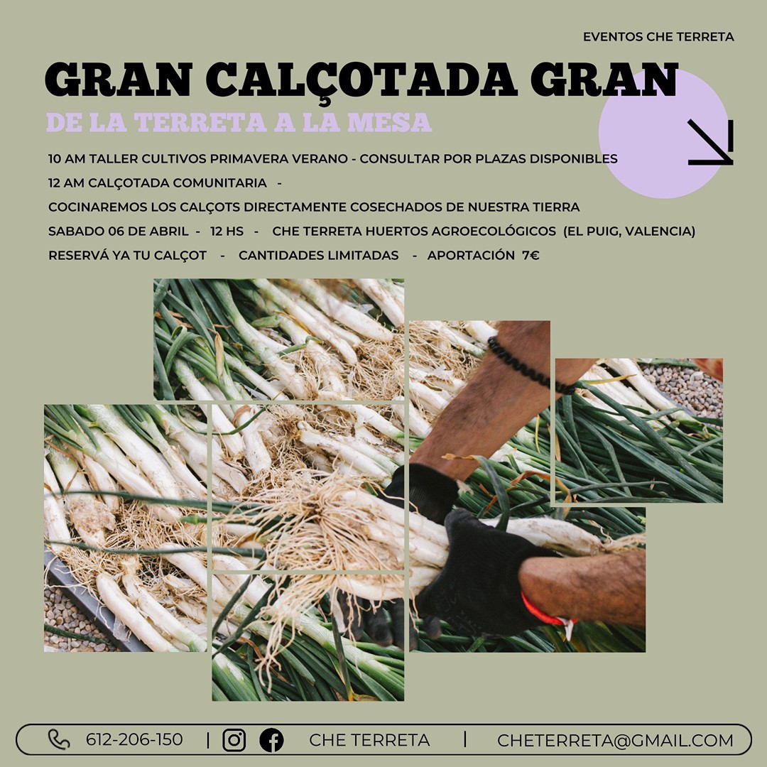 Ay ay!! En Che Terreta no podía faltar un evento para las estrellas de esta época! Nuestros deliciosos calçots!!
No te lo pierdas, hay plazas limitadas!!
Reserva ya!
Sábado 6 de abril . 12 hs
Te esperamos!!!🎉🎉