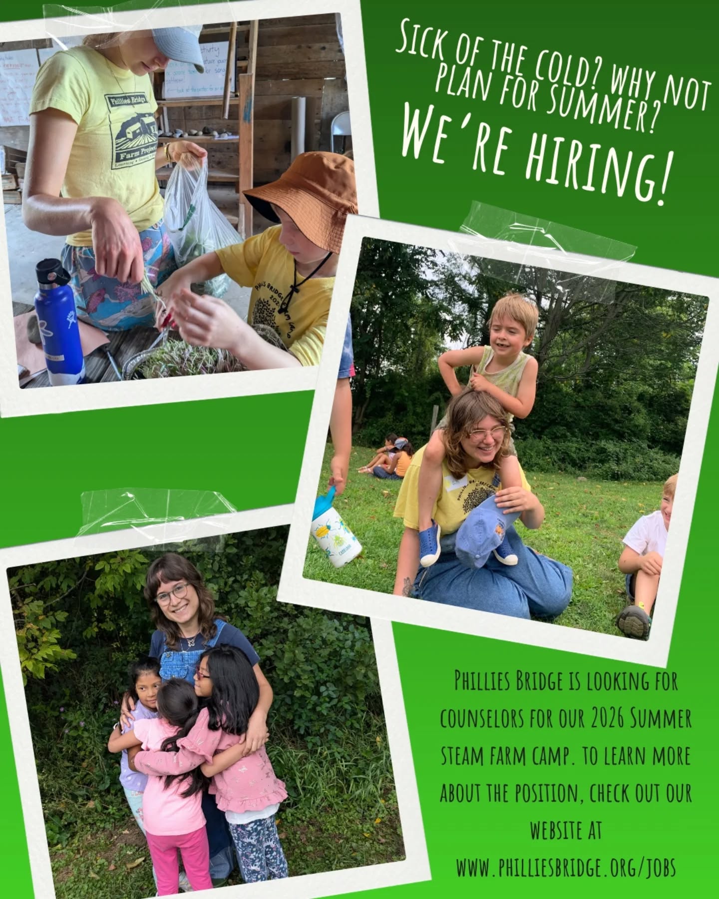 Sick of the cold? Why not plan for summer! Phillies Bridge is looking for camp counselors / ed apprentices for 2026! Counselors lead small groups through hands-on farm and STEAM activities, and set up their own learning plans with 1:1 check-ins with the Camp Director through the summer. Learn more at www.philluesbridge.org/jobs