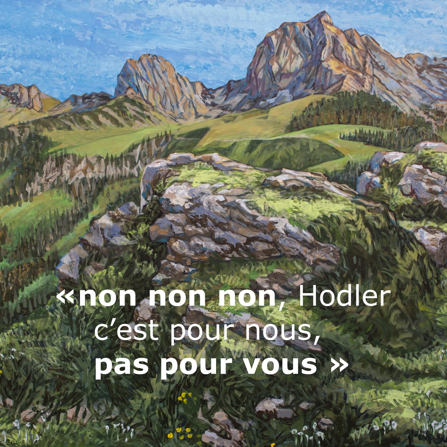 LE CYCLE DU GANTRISCH
voir mon nouveau site : www.bernardbailly.ch
Le cycle du Gantrisch est un ensemble de peintures groupées autour d'un lieu, la région du Gantrisch. Peintures de montagne se renouvelant dans un ordre permanent. Une région montagneuse à quelques dizaines de kilomètres de mon atelier. Un cirque rocheux d'une très grande force et d'une très grande beauté qui a inspiré Ferdinand Hodler en 1901 pour la réalisation de trois peintures. Proximité physique avec ces montagnes et jubilation esthétiques. Fort d'être à la même distance à l'ouest que ne l'était Hodler à l'est de cette chaine qui commence au-dessus de Thoune, lieu de naissance, de résidence et d'apprentissage du grand peintre à ses début, par le majestueux Stockhorn. Fier de revenir dans un ordre immuable à l'état initial d'une peinture d'observation, d'expression et de tradition.