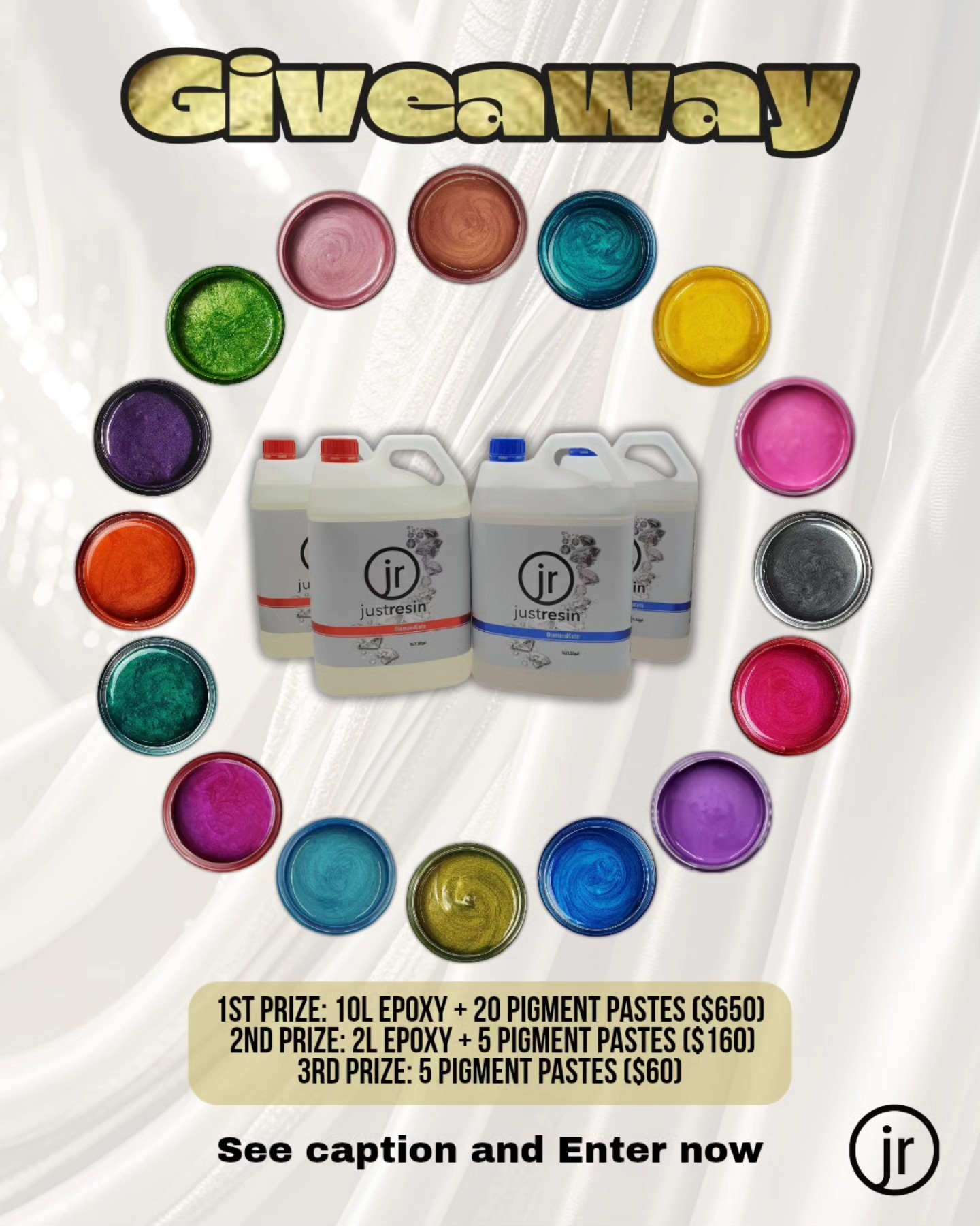 ๐ GIVEAWAY TIME! Over $800AUD in JustResin goodies ready to be WON ๐
Weโre giving THREE lucky resin artists the chance to stock up on the ultimate stash ๐
๐ 1st Prize: 10L Epoxy Resin + 20 Pigment Pastes (Value up to $650!)
๐ฅ 2nd Prize: 2L Epoxy Resin + 5 Pigment Pastes (Value up to $160!)
๐ฅ 3rd Prize: 5 Pigment Pastes (Value up to $60!)
How to Enter: All 3 steps must be followed ๐โโ๏ธ
โ
Like this post
โ
Follow us! @justresinart
โ
Comment below to enter
๐ฌ Tag your resin besties โ each tag = 1 extra entry
๐๏ธ Want a better shot at winning?
Place an order between now and midday June 14 & get 5 BONUS ENTRIES!
Support your art stash and boost your chances ๐ฅ
๐
Entries close Saturday 14 June at 12pm AEST
๐ Winners picked at random and announced on our socials!
Tag away and GOOD LUCK ๐
***
#JustResin #JRartsupplies #ResinArt #EpoxyGiveaway #PigmentPaste #AussieMade #SupportSmallBusiness #ResinCommunity #CreativeProcess #GiveawayAustralia #ArtGiveaway #ResinLovers #ResinAddict #JustResinGiveaway #epoxy #HandmadeWithLove #resinartist
***
T&C's apply
- Open to entrants Worldwide
- JR will cover the shipping component to each winner up to the cost of $40AUD, should it exceed, the winner is requested to cover the balance
- Winner selects Epoxy type & Pigment Paste colours
- Each prize must not exceed total value listed
- Values are noted in AUD Australian Dollars
