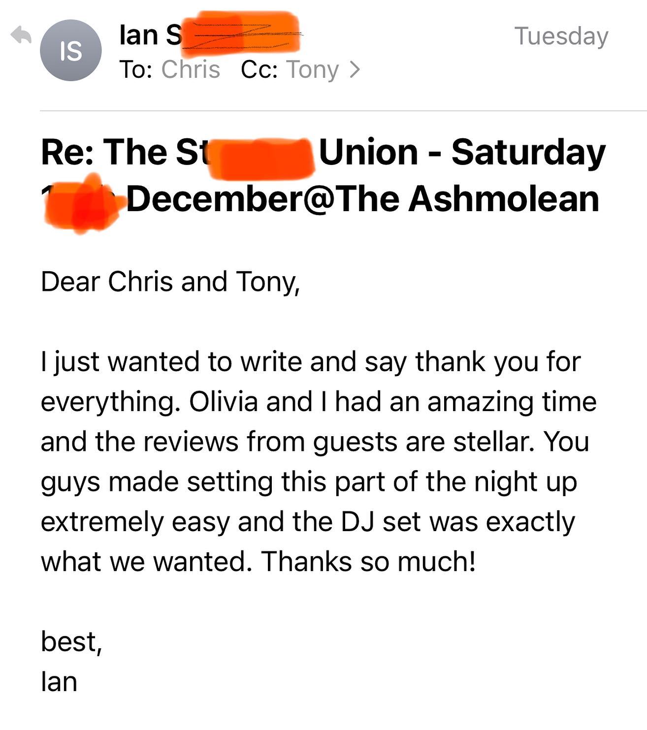 …..and here it is, a tidal wave of love for @discopros_uk Chris Collins, representing the team regularly this month. Always a good feeling when these emails land….. #goodjob #muchlove #djlife #happypeople