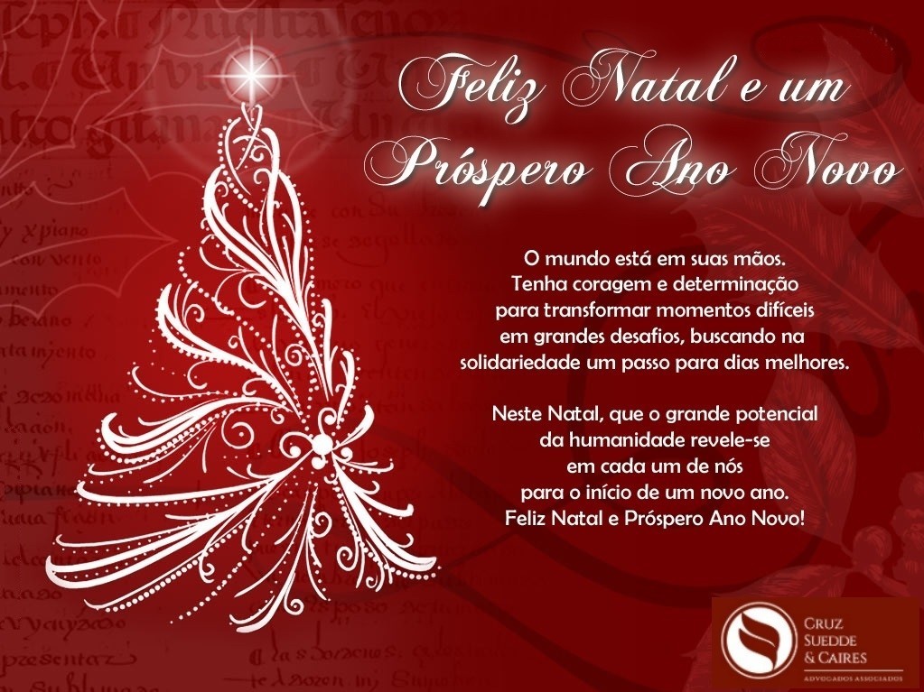 Prezados Clientes e Amigos,
Comunicamos a todos que em razão das festas de final de ano, aliadas ao recesso judicial, nosso escritório permanecerá fechado a partir do dia 20 de dezembro do fluente ano, retornando as atividades no dia 05 de janeiro de 2018.
Acaso seja necessário contato com nosso escritório solicitamos enviar e-mail para: csbc@csbc.com.br que retornaremos.
Desejamos a todos um Feliz Natal e um Ano Novo repleto de paz, saúde e realizações.
Equipe CSBC
#csbcadvogados #feliznatal🎄🎅 #quevenha2018