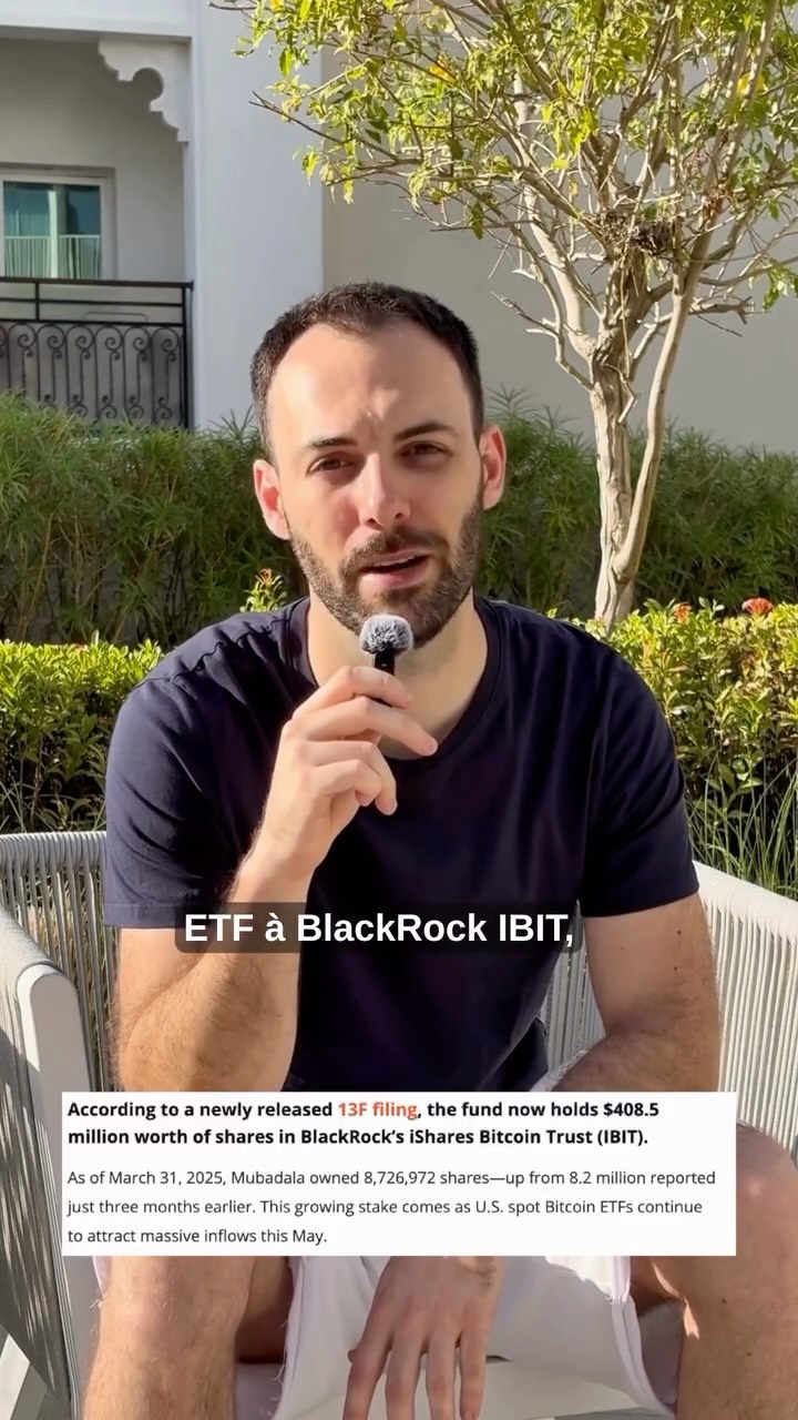 💰 Le fonds souverain d’Abu Dhabi investit 450 M$ dans l’ETF Bitcoin de BlackRock.
#etf #bitcoin #blackrock #abudabhi #finance #investissement #uae #emirats
