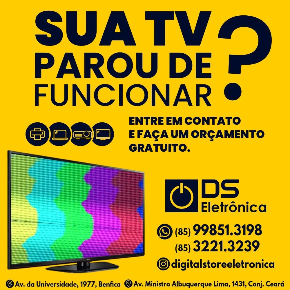 Sua TV parou?
A gente resolve!
Traga seu equipamento ate uma de nossas lojas e faça um orçamento gratis.
Economize o planeta! 🌏
#reuse #recicle #conserte