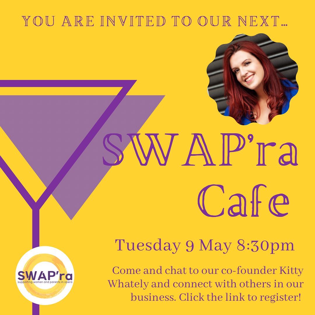 Our next SWAP’ra cafe is less than two weeks away on Tuesday 9 May at 8:30pm. Hosted by our co-founder Kitty Whately, it’s YOUR chance to discuss your experiences and connect with other women and parents involved in the opera industry. Don’t be shy - come along and see why so many others love these informal sessions!
Don’t forget to register - click the link and sign up 👍 https://www.swap-ra.org/cafe
#swapra #cafe #swapracafe #operamum #operadad #womeninperformingarts #kittywhately #connect