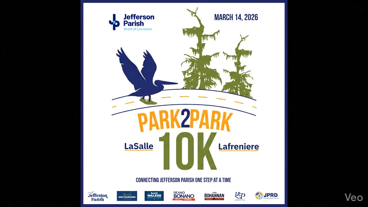 The Jefferson Parish Park 2 Park 10K is all about connecting our community one step at a time. Join us March 14, 2026 and run/walk through the heart of Jefferson Parish!*New 5K Distance*
Secure your spot today at park2park10K.com.
A huge thank you to our four dedicated councilmembers for their incredible support in making this event possible once again:
@jennvanvjp @scottwalkerjp @deanobonano @aritabohannan
#runjp #runnola #jeffersonparish