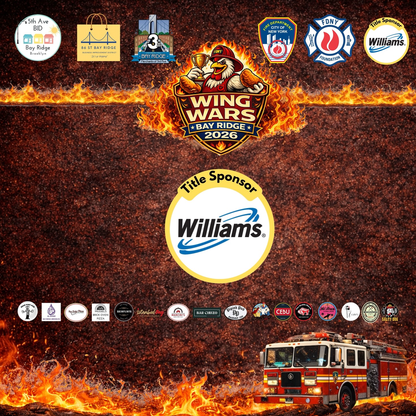 💛 THANK YOU, WILLIAMS ENERGY 💛
A huge thank you to Williams Energy, our Title Sponsor, for believing in Wing Wars and in the power of community.
Because of their incredible support, we were able to provide hats for attendees, create cohesive branding, capture video content, and deliver a truly elevated event experience — all while helping us raise meaningful funds for three local charities.
Community events like Wing Wars don’t happen without sponsors who step up and invest back into the neighborhood. Williams Energy didn’t just sponsor an event — they helped make an impact.
We are so grateful for your generosity, leadership, and support. Thank you for helping make the inaugural Wing Wars one to remember. 🍗🔥💛
#ThankYou #TitleSponsor #WilliamsEnergy #WingWars #BayRidge CommunityStrong SupportLocal BrooklynEvent
