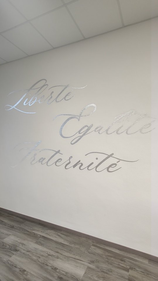🇨🇵 Lettrage de la devise de la France 🇨🇵
Pour une salle de conseil municipal
Lettrage à la feuille d'argent pour un rendu précieux, lumineux et unique !
Quelle fierté de peindre ces mots si riches de sens et représentatif de notre pays ...
Merci à la commune de St Martin Petit pour votre confiance !
Toi aussi tu veux embellir une pièce, un mur avec une peinture unique ? Envoie moi un message pour discuter du projet et connaître les tarifs!
#peinturemurale
#devise #france #fresquemurale #muraliste
