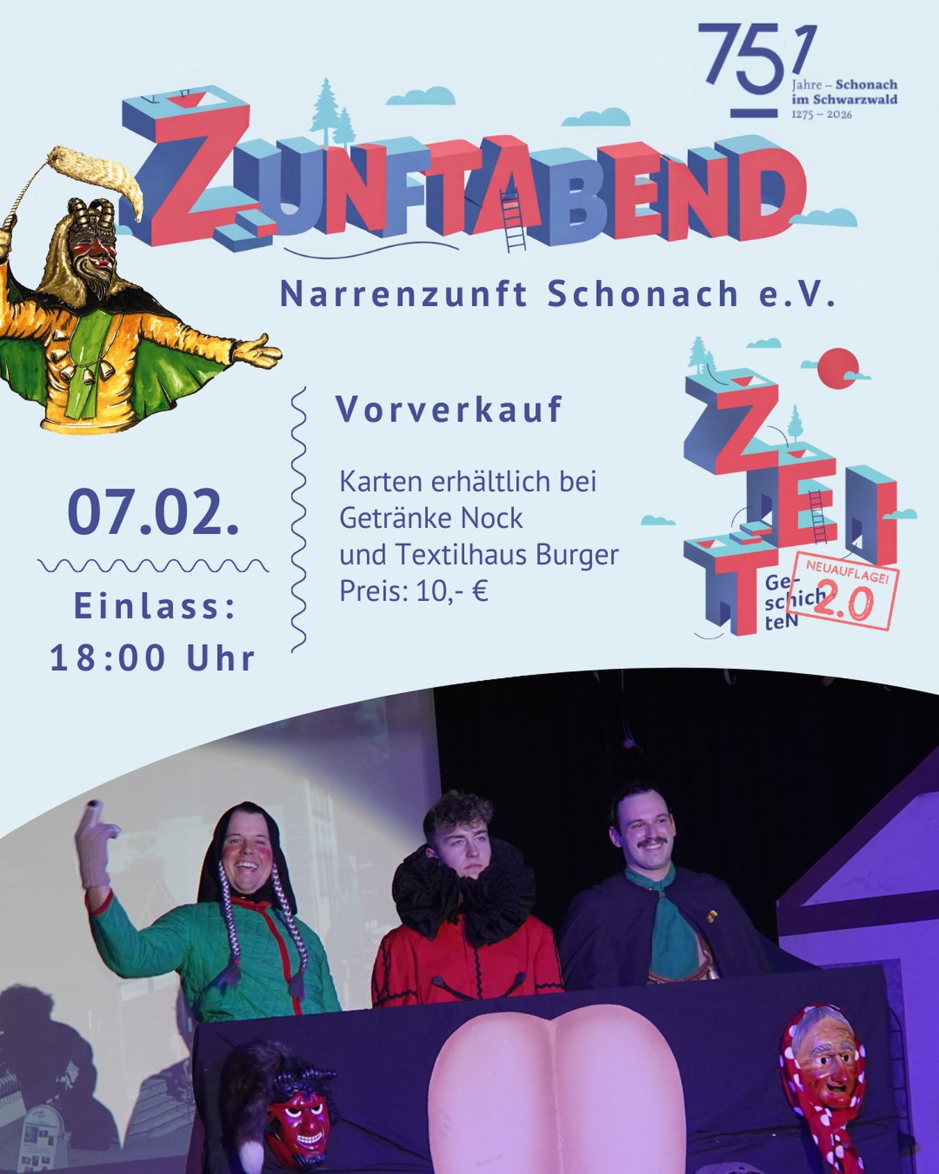 ¡Diesen Samstag! 🥳🎭🎉🎈
Ist es endlich soweit, das Warten hat ein Ende, diesen Samstag findet der diesjährige Zunftabend 2026 statt.
Wir haben wieder ein picke packe volles Programm und eine riesen Vorfreude auf euch 🥳
Es sind nur noch sehr wenige Karten überhaupt erhältlich, also seid schnell, schlagt zu und sichert euch eure Karte. 🎟️
Wir freuen und auf einen genialen Zunftabend.
Meckerische Grüße
Eure Narrenzunft Schonach 🥳🐐🔴🟢🎭🎉🎈
#fasnet #fasnet2026 #party #schonach #narrinarro