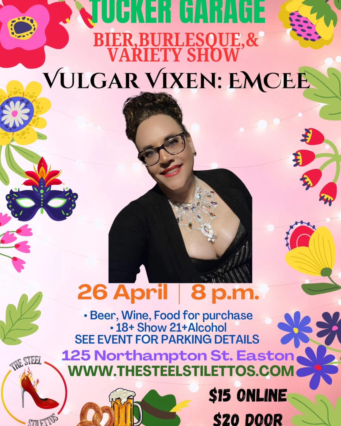 Meet Your Cast: EMCEE
Vulgar Vixen
" Uncensored Charisma "
Tucker Garage : Bier, Burlesque, & Variety Show
#thesteelstilettos #eastonpa #performingarts #tuckergarage #burlesque #burlesqueshow
