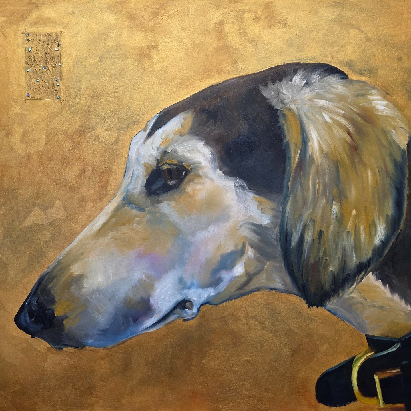 Despite submitting the wrong portfolio and only realising today (on release of results) I have received a really good mark for my painting module which does reflect the sleepless nights and hard work that I put into it.
Can't quite believe it...
Need to keep the momentum going.
#painter #houndpainter #salukisofinstagram #goldpaint #stripeyhoundart #aberystwythschoolofart #uniorbust