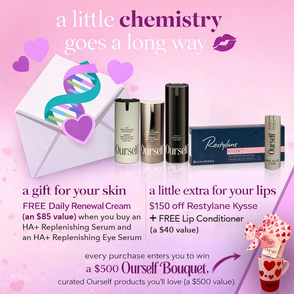a little chemistry goes a long way 💋
this Valentine’s, we’re mixing skincare, lips, and a little surprise.
✨ skin glow
buy Ourself’s HA+ Replenishing Serum + Eye Serum
🎁 get a free Daily Renewal Cream ($85 value)
💋 lip love
Restylane Kysse lip filler
💸 $150 off
🎁 free Ourself Lip Conditioner
💘 Valentine’s total: $650
🎁 every purchase enters you to win an Ourself Bouquet
a curated collection of ourself favorites valued at $500
soft. hydrated. confident.
📍 Weston, FL
📅 book your consultation at indehealth.com
💬 call or text us today: 954-302-8382