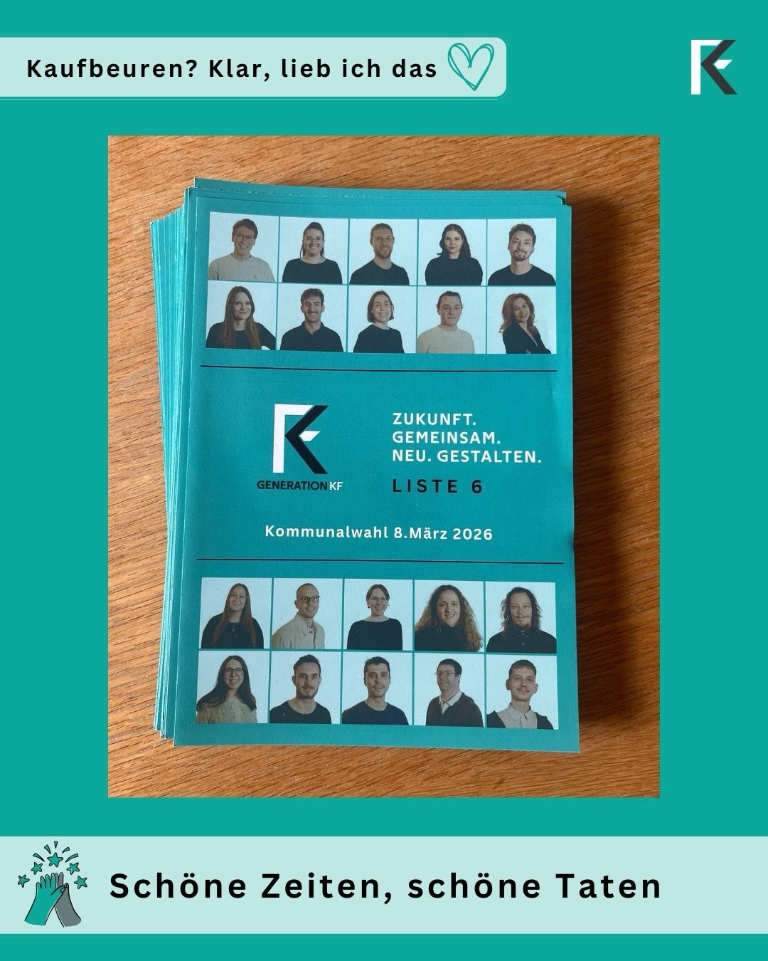 Schöne Zeiten, schöne Taten 🙌🏻
Diese Woche haben wir uns riesig über unseren neuen Flyer gefreut 🎉
Ab nächster Woche verteilen wir ihn zum Beispiel am Donnerstag am Obstmarkt und am Samstag auch in Neugablens auf dem Wochenmarkt.
Kommt gern vorbei und holt euch einen ab!
Auch unsere Postkarten bekommt ihr da 🥰
Ein weiteres Highlight war natürlich die Podiumsdiskussion. Es war inspirierend, motivierend und ein echter Push für die nächste Phase des Wahlkampfs.🙌🏻
#generationkf #generationkfschönezeitenschönetaten #generationkfwahlkampf #generationkfkommunal2026