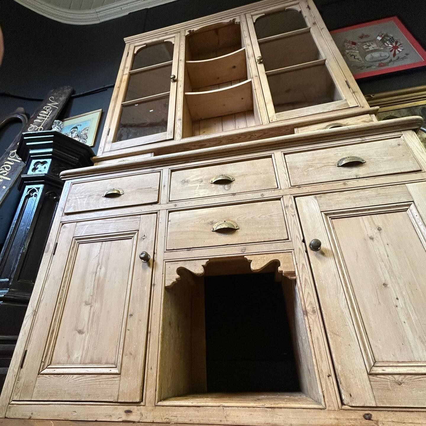 A Victorian English Pine Glazed Farmhouse Kitchen Dresser Of Great Proportions!
268cm H
158cm W
44cm D