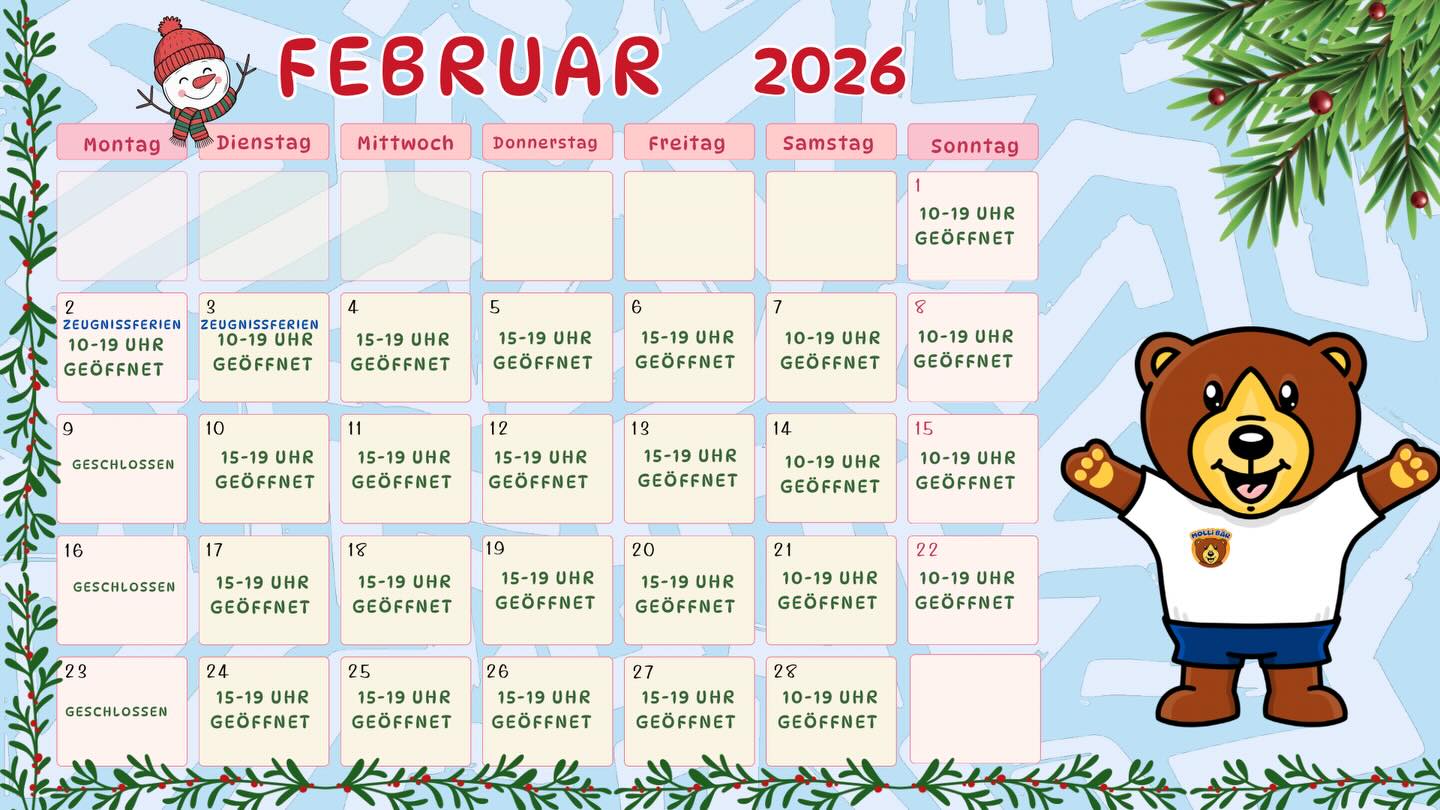 Monatsübersicht für Februar 2026
#mollibär#mollibärspielpark#mollibär🐾🐻#mollibärpark#mollibär🐾🐻indoor