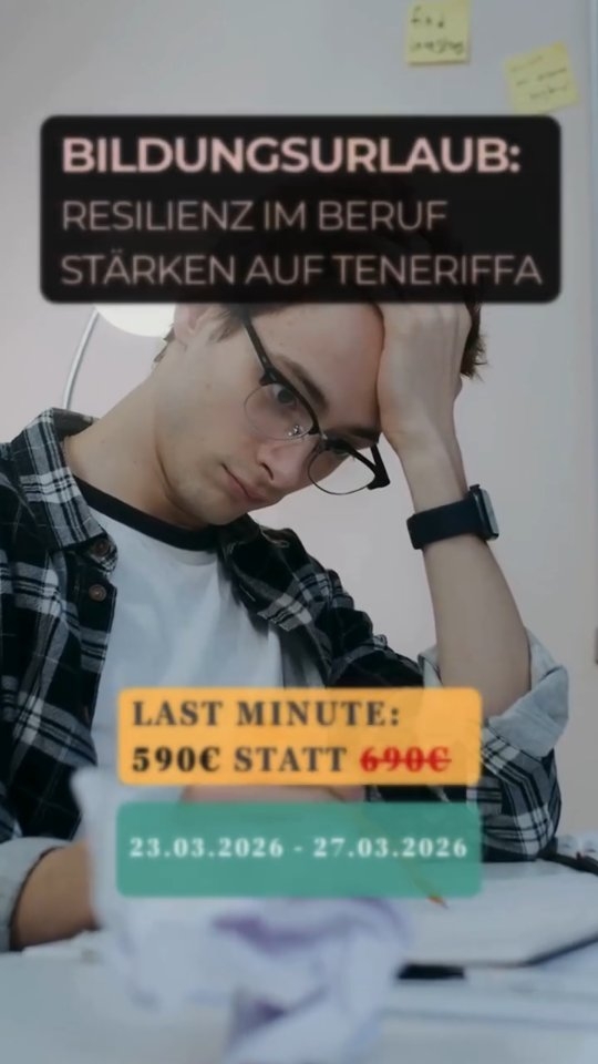 Stressbewältigung, die im Körper ankommt. Unser Bildungsurlaub verbindet Embodiment-Pädagogik mit wissenschaftlich fundierter Resilienzarbeit.
Was dich erwartet:
🧠 Neuropsychologische Modelle zu Stress & Resilienz
💭 Reflexion & Transfer in deinen beruflichen Alltag
🤝 Gemeinsames Lernen in kleiner, vertrauensvoller Gruppe
Aktivitäten:
🌊 Surfen als reale Stress- und Selbstwirksamkeitserfahrung
🧘♀️ Yoga & Atemtraining zur Regulation des Nervensystems
Rahmenbedingungen:
📍 Ort: Playa de Las Américas, Teneriffa
🥐 Jeden Tag gemeinsamer Brunch inklusive
Sichere dir jetzt unser Last-Minute-Angebot für folgende Termine:
📅 Montag, 23. März – Freitag, 27. März 2026
💶 jetzt 590 € statt 690 €
—
🌊 Hi, wir sind Ocean Fused Training. Wir verbinden berufliche Weiterbildung mit Natur und Bewegung. Folge uns für fundierte Impulse rund um Stressregulation, Selbstfürsorge und Resilienz im Berufsalltag.