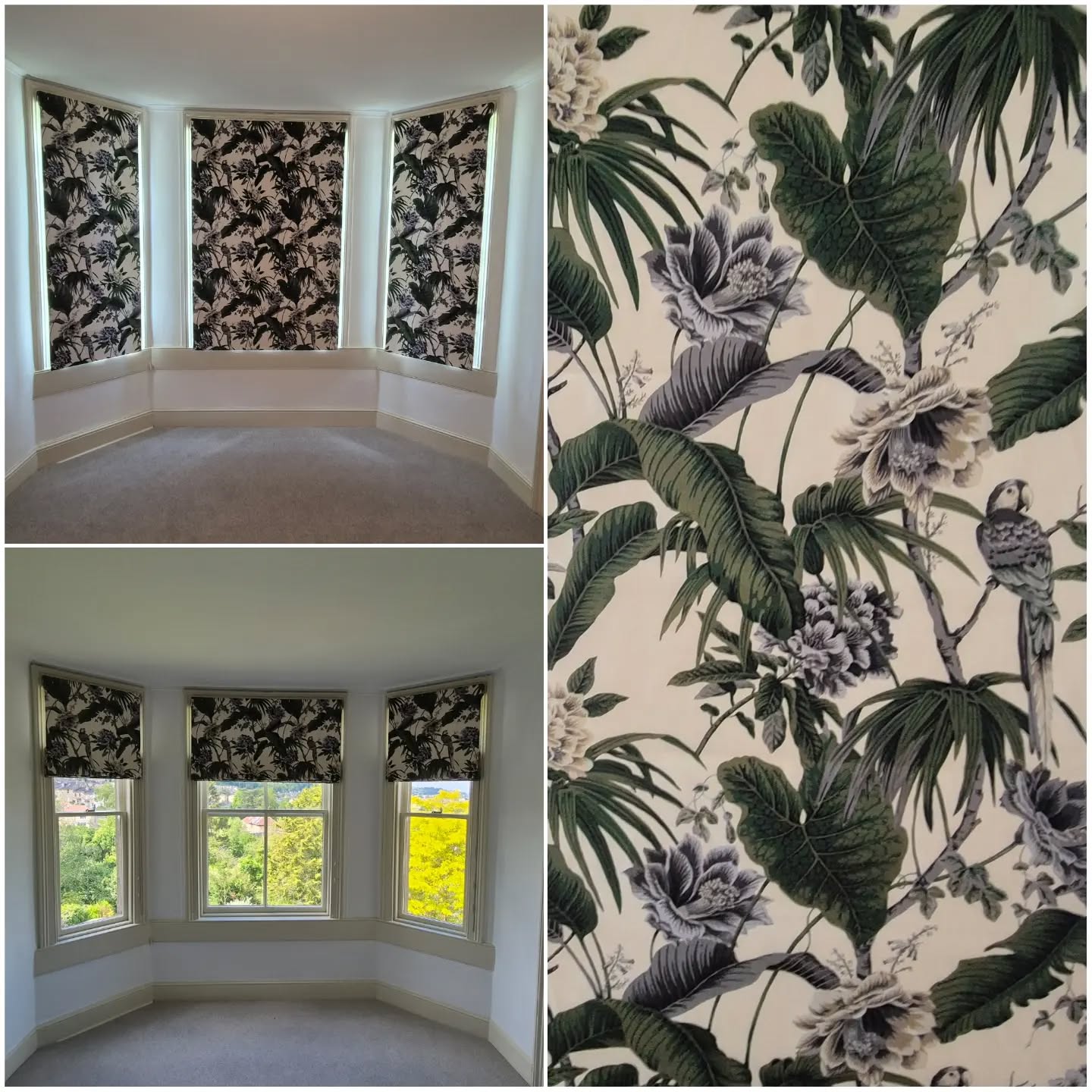 Our client selected House of Hackney's Paradisa with blackout interlining to dress their bedroom's bay. The standout look of this printed linen was emphasised by our standard hand sewn approach that avoids making pinholes in the blackout material and allows the blind to be made without any visible stitching through the face fabric.
#walkerandwalker #handmadecurtains #reupholstery #softfurnishingsmaker #softfurnishings #handmadesoftfurnishings #handmade #curtainmaker #reupholsterer #handmaderomanblinds #madetomeasure #romanblindmaker #romanblinds #handmadecushions #cushions #swagsandtails #houseofhackney