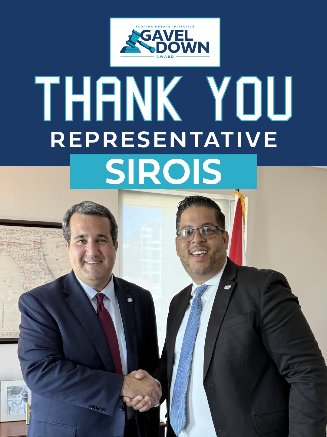 We were delighted to visit with Representative Sirois during the 2025 Legislative Session. Thank you for your tireless advocacy for speech and debate students across Florida and for taking the time to meet with us.