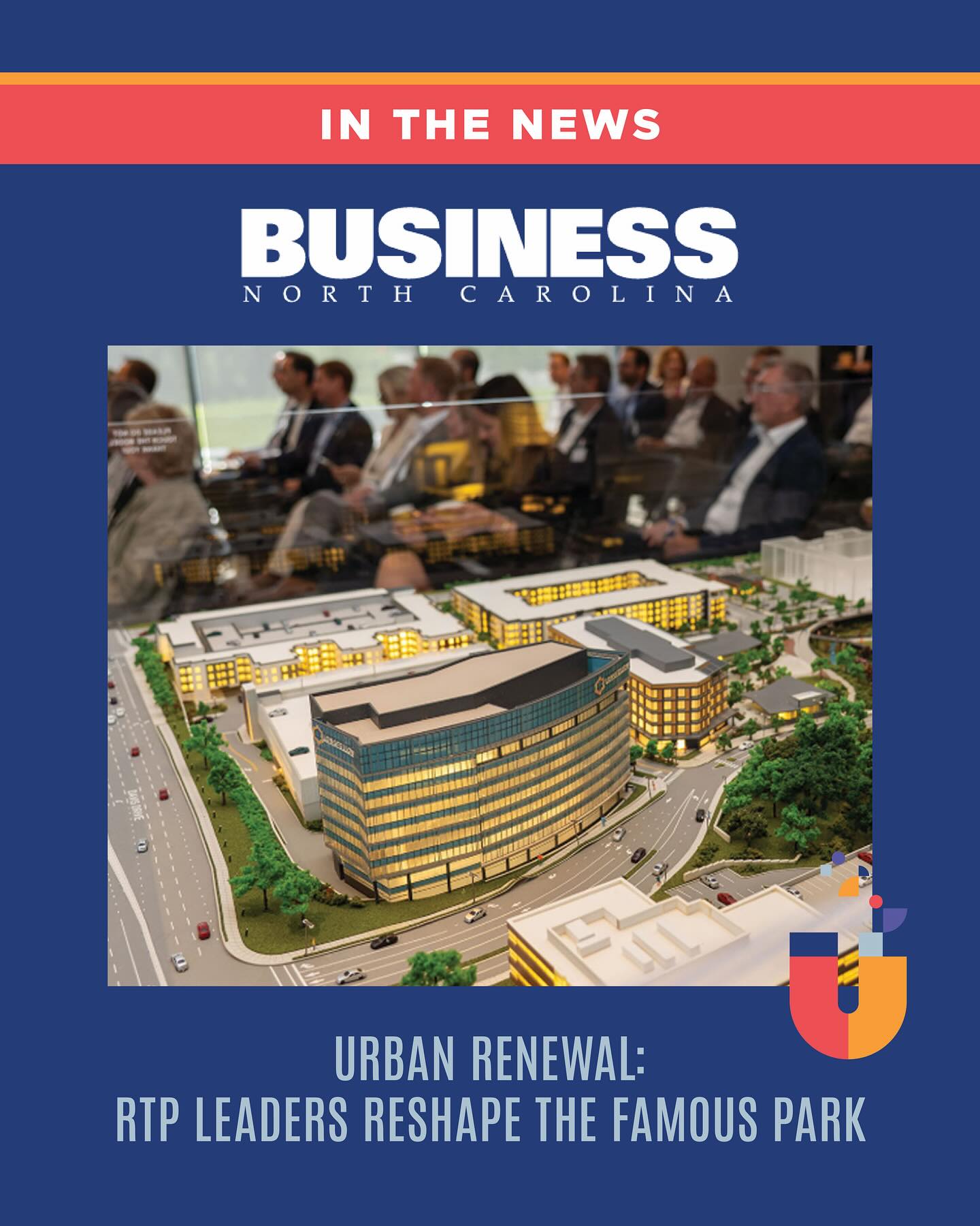 IN THE NEWS: @businessnorthcarolina features Horseshoe and all of @thertp in the February issue, diving into the history and future of RTP, the new 50-year plan to move it forward, and how Horseshoe is the prototype for micro-communities around the park. Thanks to writer Mike MacMillan for spending time with RTF CEO & president Scott Levitan, @whitepointpartners founding partner Erik Johnson, and innovation expert Richard Florida for insight into how the Horseshoe and @hubrtp vision fits with how people live and work today.
🔗 Link in profile to read the full article
