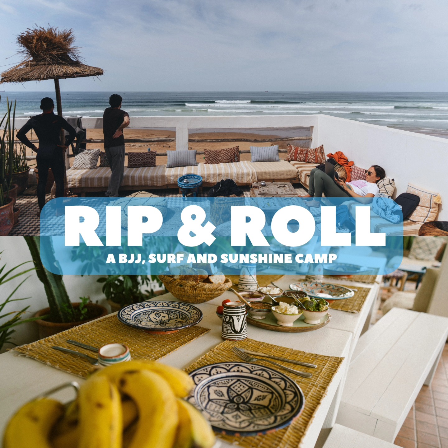 Fuel up with an amazing breakfast, and then chill with this unbeatable view 🌊
Blue skies, rolling waves, and a rooftop balcony that’s made for slow mornings and strong coffee (or Moroccan tea!).
At Rip and Roll, we start the day right—good food, good people, and the perfect calm before the surf and rolls kick off.
📍 Anza, Morocco
📅 Nov 19–23, 2025
🏄♂️ Surf + 🥋 BJJ + 🍽️ All the vibes
Spots are filling—come join us in paradise.
#BJJ #BrazilianJiuJitsu #SurfCamp #Taghazout #RipAndRoll #SurfAndBJJ #BJJCamp #BJJAndSurf #MoroccoCamp #WinterSun #BJJLifestyle
