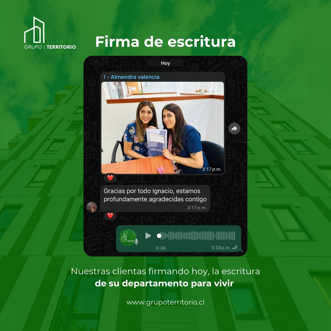 Hoy celebramos un gran paso: nuestras clientas firmaron la escritura de su departamento para vivir.
Las acompañamos en todo el proceso: desde la búsqueda del proyecto, la evaluación financiera y la gestión del crédito hipotecario, hasta este momento clave.
En Grupo Territorio creemos en una asesoría cercana, clara y enfocada en resultados reales.
¿Quieres comprar tu departamento este año y hacerlo bien desde el inicio?
Escríbenos y te acompañamos en todo el camino.
Contacto directo:
https://wa.me/56946276708
#CompraDePropiedad #AsesoríaInmobiliaria