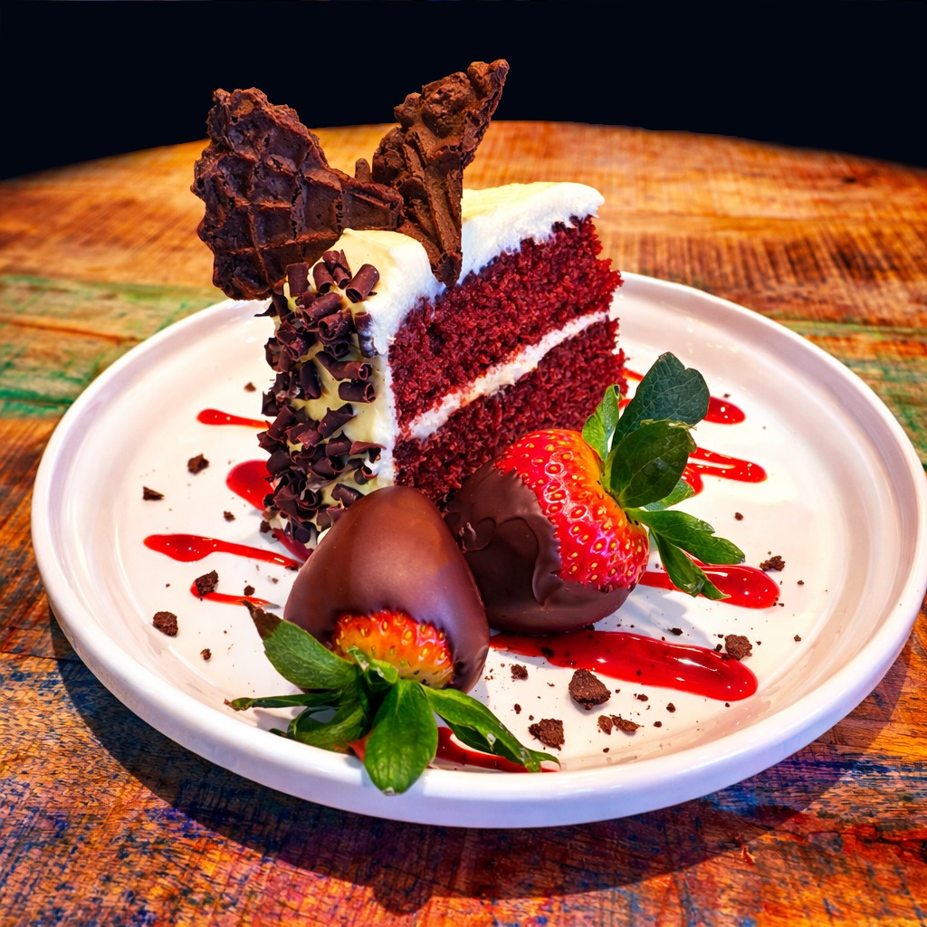 Available all month for @visitlakecounty Lake County Flavor Festival... Red Velvet Cake!
Served with Chocolate Covered Strawberries & Raspberry Sauce.