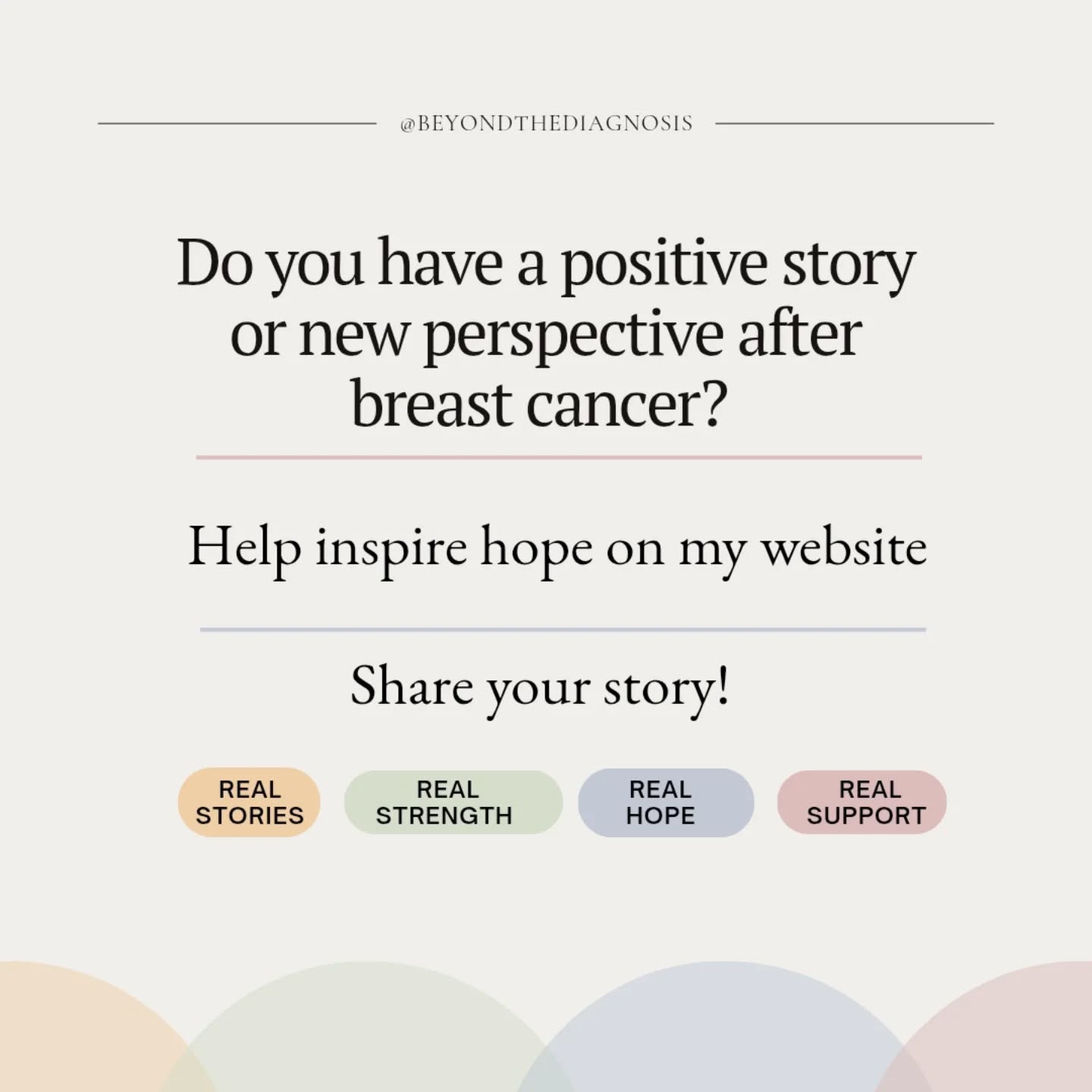 ✨Your Story Could Be the Hope Someone Needs ✨
When I created Beyond the Diagnosis, my goal was simple — to show that life after a breast cancer diagnosis can still be full of joy, strength, and meaning.
Now I’d love to continue that mission through my website by sharing positive, hopeful stories from people who’ve experienced breast cancer — whether primary or secondary.
If you’ve walked this path and feel able to share how you’ve found light, growth, or new perspective beyond diagnosis, I would be honoured to hear from you.
Your story could be the reason someone feels less alone today.
If you would love to share your story drop me a DM or send an email which can be found on the website link in my bio.
#lifeaftercancer #breastcancercommunity #beyondthediagnosis #breastcancersupport #positivebreastcancerstories