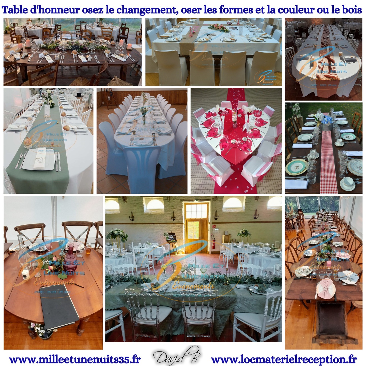 Une table d’honneur hors du commun pour votre mariage
Chez Mille et une Nuits Événements, nous réinventons les traditions
Notre vision : casser les codes de la table d’honneur
Dès l’entrée de vos convives dans la salle, la table d’honneur attire tous les regards. Que ce soit par sa forme, son format ou ses couleurs, elle s’impose comme un élément de décoration à part entière, marquant immédiatement l’ambiance de votre réception. Chez Mille et une Nuits Événements, nous avons fait de la réinvention de cette table une véritable spécialité, pour transformer chaque mariage en une expérience unique et inoubliable.
Des formes et des formats innovants
Oubliez la traditionnelle table rectangulaire ! Nous concevons des agencements originaux : ovales, rondes, carrées, ou même modulaires selon vos envies. Chaque configuration est pensée pour favoriser la convivialité et créer la surprise, afin que chaque invité se sente privilégié.
Des couleurs et des matières personnalisées
La table d’honneur, chez nous, se pare de couleurs audacieuses, de nappes raffinées et de touches décoratives inédites. Nous jouons avec les teintes pour refléter l’atmosphère souhaitée et utilisons des matières nobles comme le bois travaillé, des tissus luxueux ou des éléments naturels pour apporter authenticité et élégance à votre événement.
Une table d’honneur à votre image
Notre équipe accorde une importance particulière à la personnalisation : chaque détail est pensé pour correspondre à vos goûts et à votre histoire. Que vous rêviez d’une ambiance bohème, chic, rustique ou moderne, la table d’honneur devient le reflet de votre couple et de votre créativité.
Chez Mille et une Nuits Événements, la table d’honneur n’est pas simplement le centre de la fête : elle incarne votre vision et donne le ton à toute la réception. Osez casser les codes et offrez à vos invités une expérience vraiment mémorable.
Vous souhaitez une forme spécifique nous la fabriquons sur mesure.
#mariage #mariage2026 #mariage2027 #tabledhonneur #bretagne #normandie #paysdelaloire #locationmobiliervintage #locationmobilier #locationmobiliermariage
#milleetunenuitsevenements #google