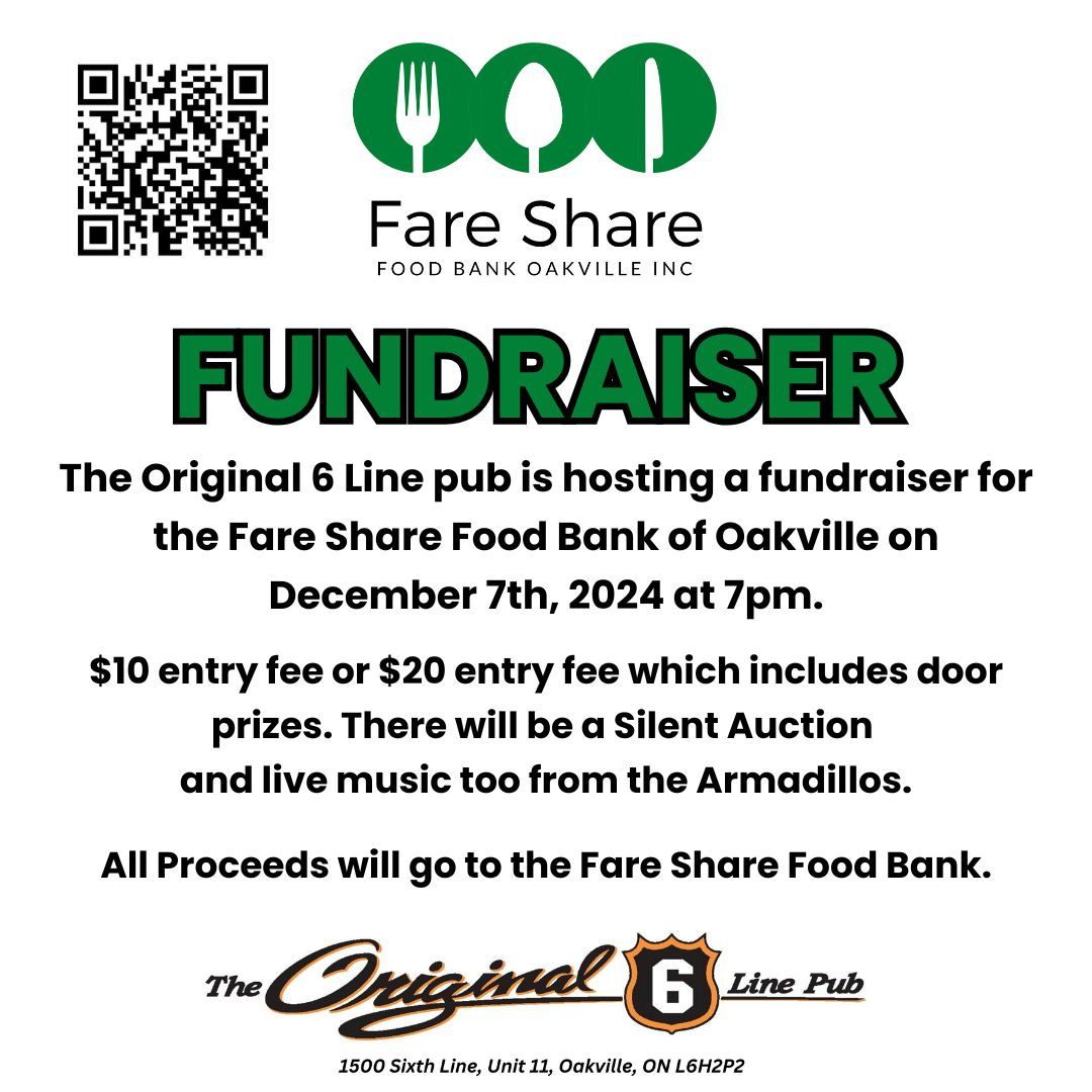 At this time of year I always feel very blessed with the life I have and I’m sure many of you are the same!
To help give back to those who are less fortunate and struggling to feed their families we are running a Fundraiser again this year!
Heather & Mato and, owners of The Original 6 Line Pub and many others have generously donated many draw prizes and the venue for the event!
I hope to see you on December 7th at 7pm and for those who cannot attend please donate if you can, through the link included below with instructions to refer to our event! Last year we raised over $12,000 and hope to exceed that number this year!
Thank you for your support!
www.canadahelps.org/en/dn/54312?v2=true