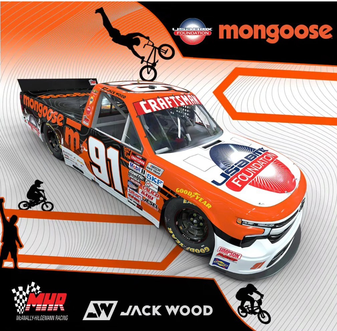 MBR and @driverjackwood partner with @mongoosebikes & @usabmxfoundation at Bristol Motor Speedway for the NASCAR Craftsman Truck Series! @_camwood will be joining Jack for a school visit at Avoca Elementary School just before next weeks race. Tune in and cheer on the 91 🔥 We are thrilled about this partnership and you can read more about it at the link in our bio! @bmr_nascar @_camwood @mongoosebikes
