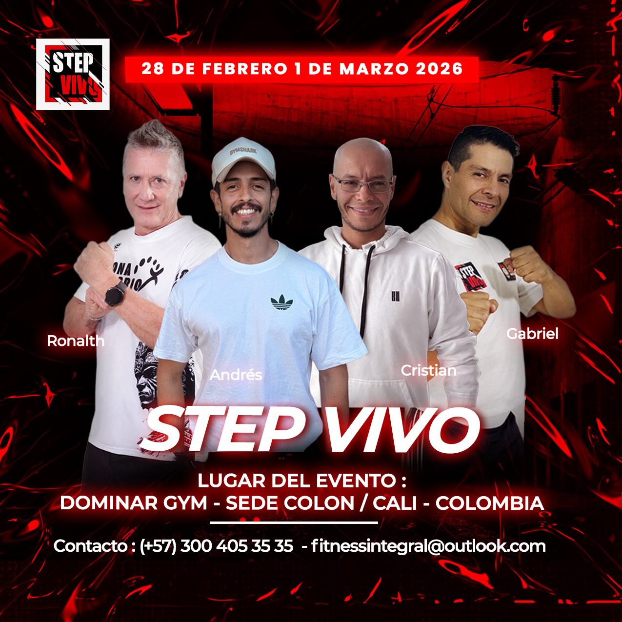 🇨🇴 Cali - Colombia aquí vamos con toda!!! ✨❤️🔥 Dos días llenos de alegría, de buena música y de un súper event!! 4 profes llenos de amor por esta profesión para que compartamos este momento juntos 🔥 @gabrielfitcoach @maocris27 @ronalthmejia y yo estaremos ahí dando lo mejor para ustedes y te aseguramos que la vas a pasar GENIAL!!! 🥳🇨🇴
Contacto directo : (+57) 300 405 35 35
Te esperamos!! 🇨🇴✨