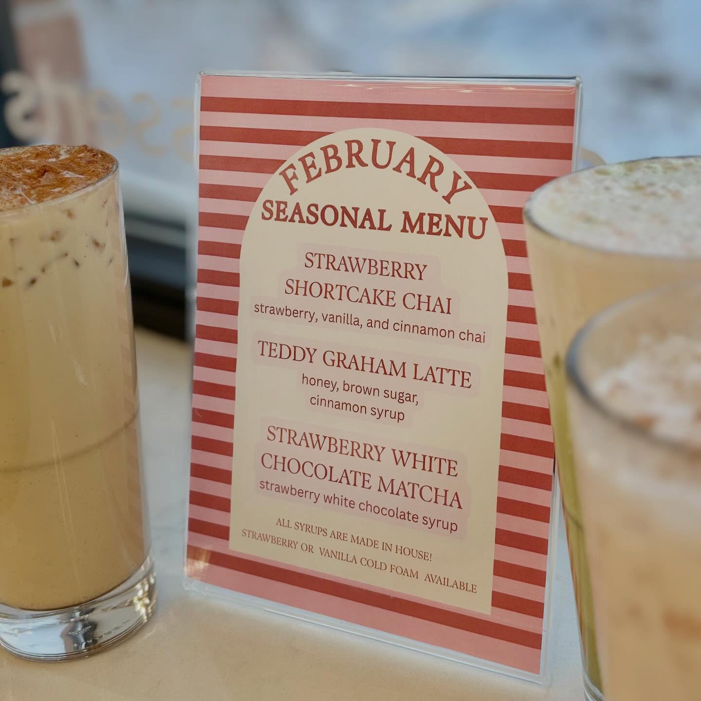 Get ready to fall head over heels in love with our new seasonal drink menu for February ❤️ 💌
Open 8am-4pm daily!