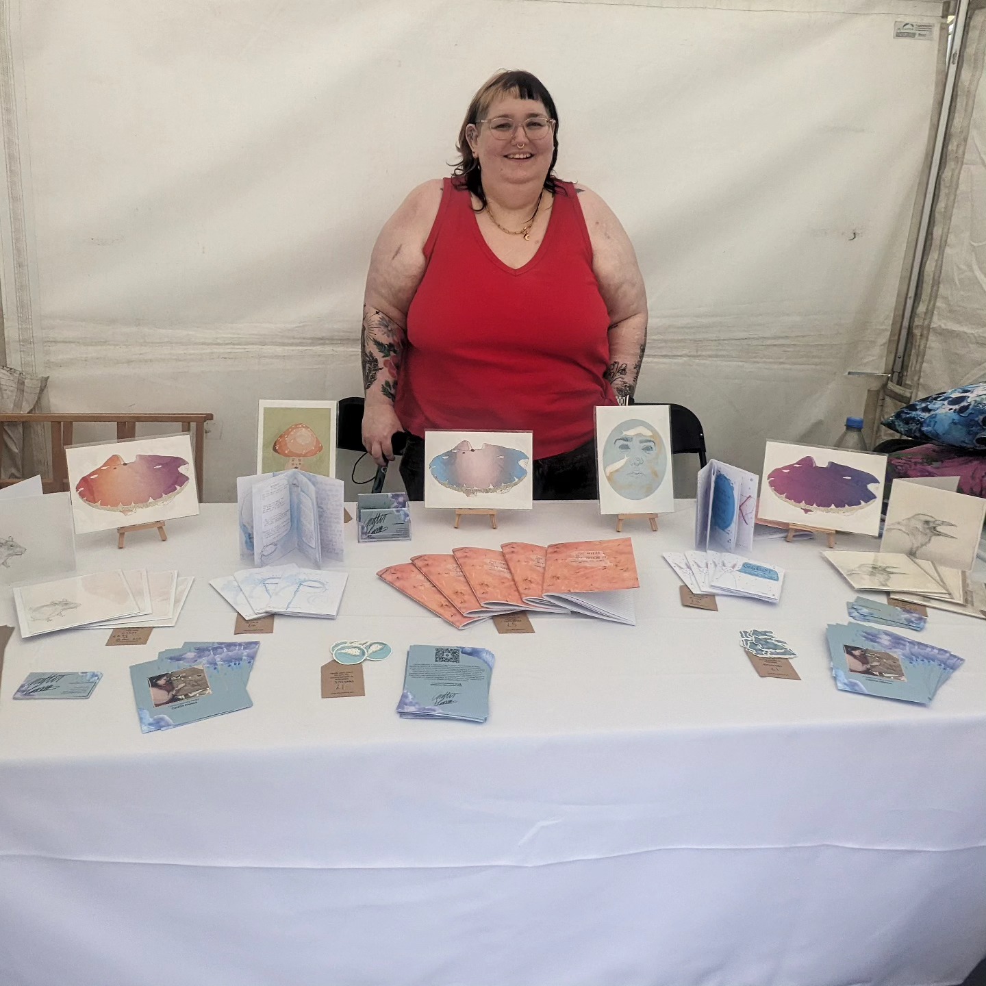 Lovely to have Caitlin Hanna @caitlinhanna_art exhibit their artistic wares as part of Made with Care pop up at Merchant City Festival today! Come down to enjoy pride, street performances and support creative people!
