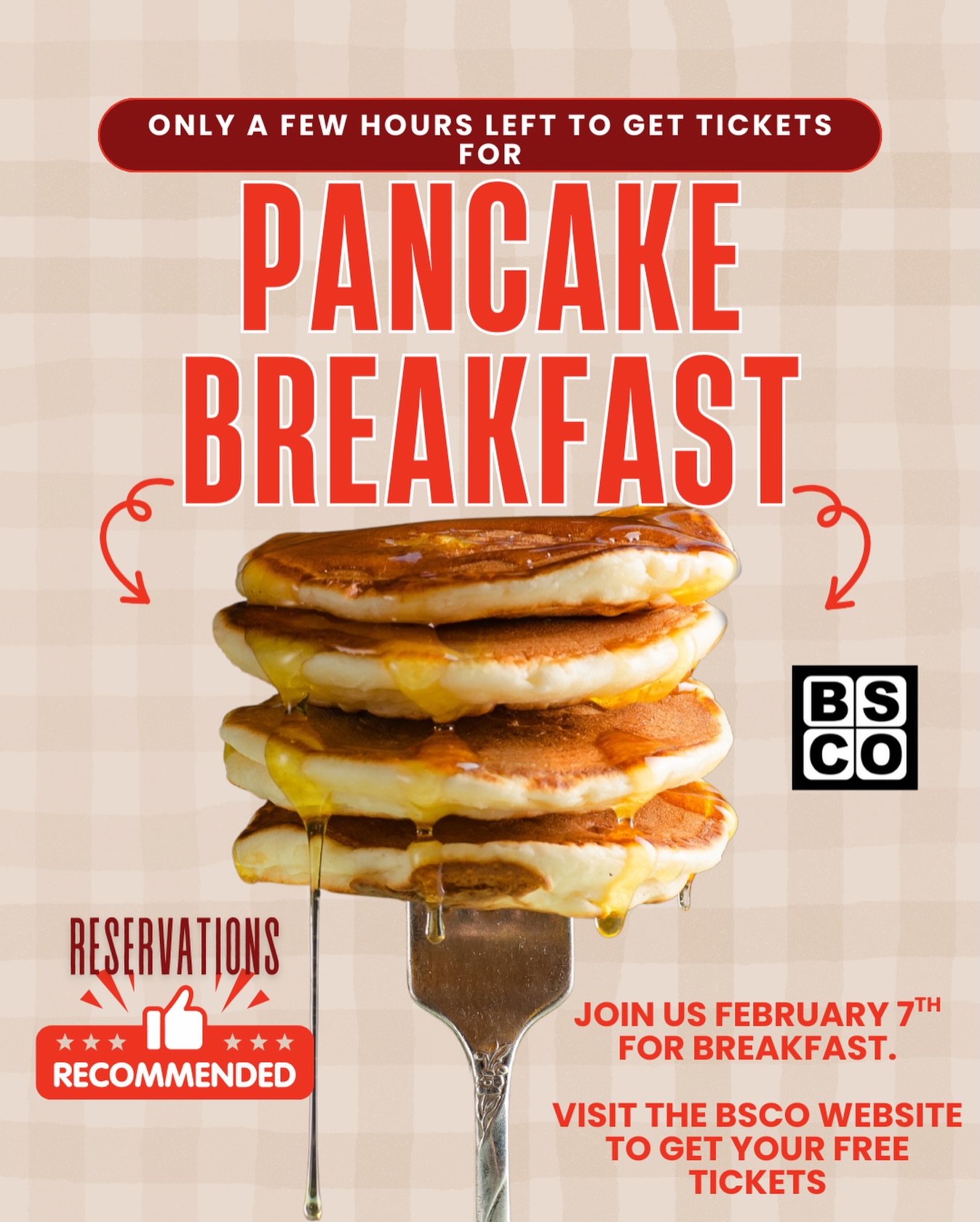 The reservation system for Pancake Breakfast closes down tonight at 9 pm! There are still seats available at the 7:30, 8:00, and 10:00 am time slots - visit bonnyslopebsco.org and look for the Pancake Breakfast flyer at the top of the homepage to reserve your spot! 🥞🍽️😋
(P.S. if you do miss the window for reserving seats, we recommend attending at the times above for the best chance at getting a seat 😄)