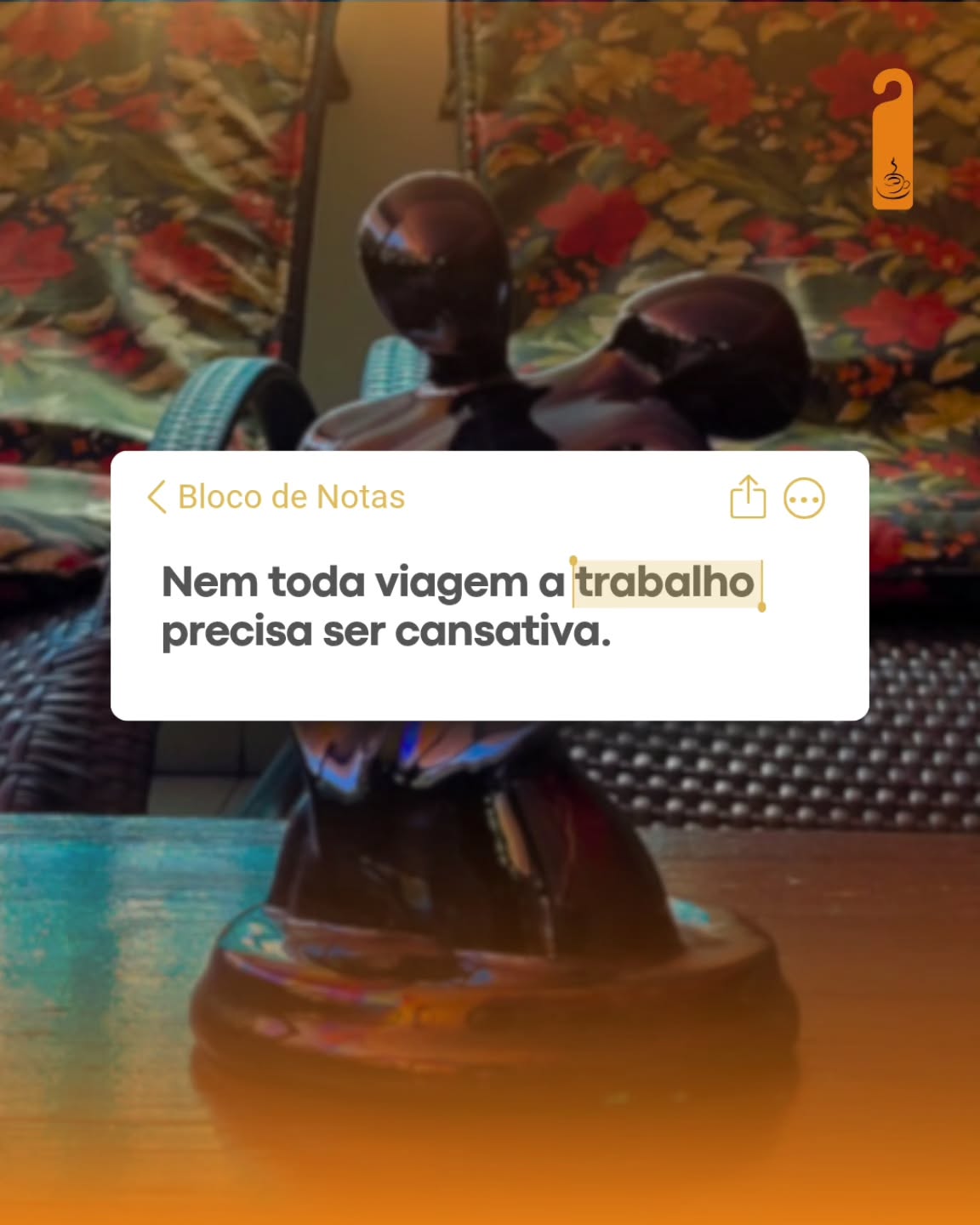 Trabalho fora, descanso de verdade dentro.
Nem toda viagem precisa ser pesada quando o ambiente cuida de você.