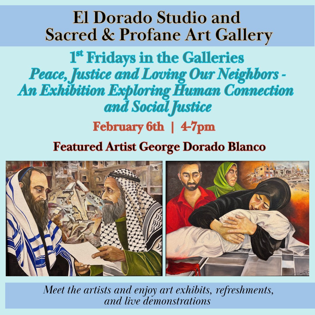 This Friday. February 6 | Social Justice Art Show! Art Exhibition: Peace & Justice 🕊️ Join us for local art, light refreshments, and meaningful conversation. Featured Artist: George Dorado Blanco. 🔗 https://bit.ly/3Vgiqia #SedonaArt #1stFridays #ArtForJustice #Community