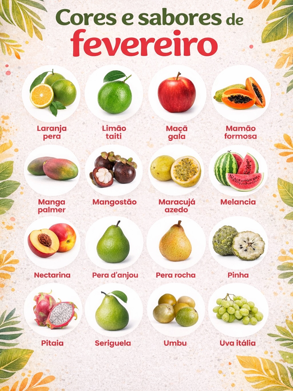 🍍🍊 Cores e sabores de fevereiro
Comer frutas da estação não é só sobre sabor.
É sobre mais nutrientes, melhor preço e menos agrotóxicos 🌿
Fevereiro traz uma variedade incrível de frutas ricas em:
✔️ vitamina C (imunidade e pele)
✔️ fibras (intestino e saciedade)
✔️ antioxidantes (longevidade e saúde celular)
👉 Quanto mais colorido o prato, maior a diversidade de compostos funcionais.
👉 Quanto mais natural a escolha, melhor a resposta do corpo.
Dica prática (pra salvar):
Escolha 2 a 3 frutas da estação por semana e varie ao longo do mês. Simples, possível e sustentável.
Seu corpo entende comida de verdade. 🍓
Comece pelo que a estação oferece.
💬 Qual dessas frutas você mais consome no dia a dia?
#receitasfit #estilodevida #emagrecercomsaude #selfcare