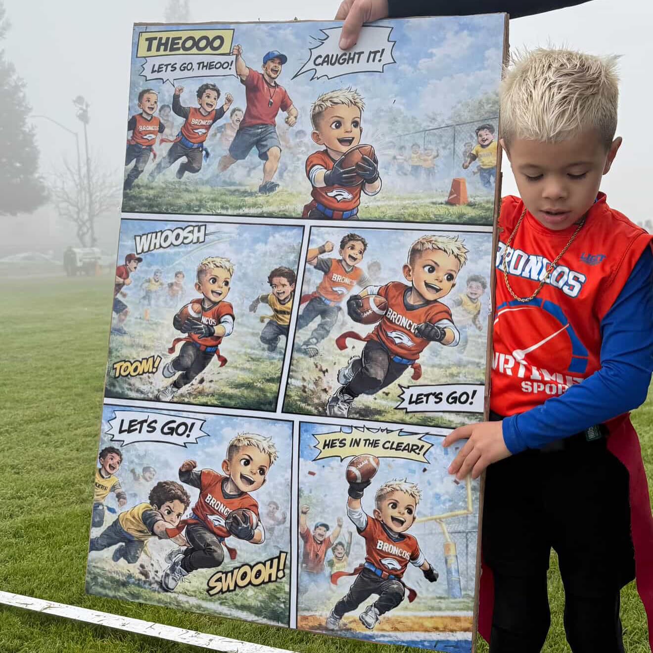 🎉 2/4 Contest Winners Announced!
Big thanks to everyone who showed up and showed love for our players for Week 4. There were so many great signs which made our decision difficult so we are having everyone vote for the next 2 winners in our next post 🙏
Here are our first 2 winners:
1️⃣ Most Creative – Theo’s Comic Sign 👀🏈
2️⃣ Most Signs - Logan’s Family (3 seasons in a row)🪧