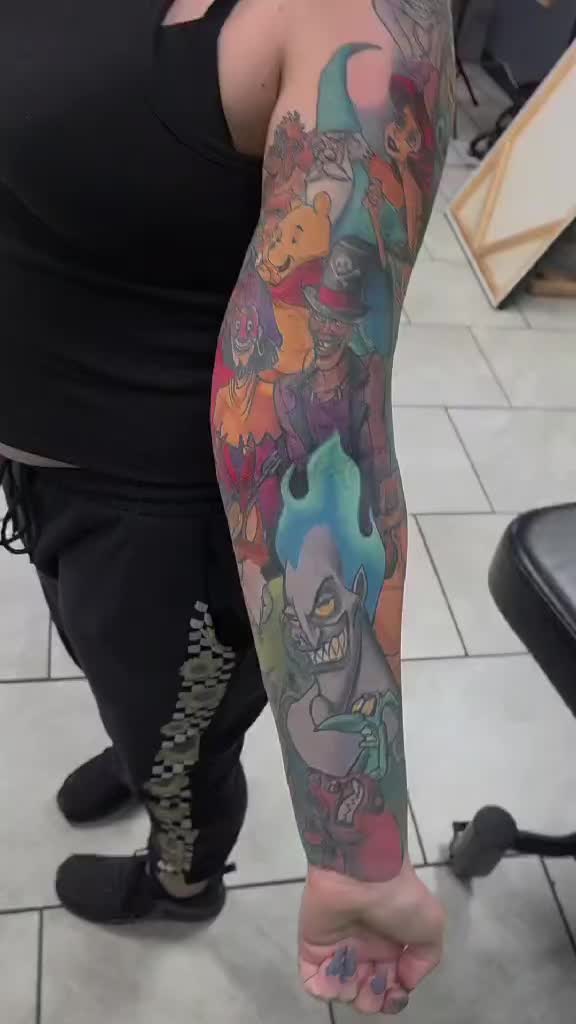 Over 10 sessions put in to complete this ✨magical✨ Disney character sleeve by jordanstattoons!
.
.
.
Book with Jordan! Call the shop at 989-835-6672, stop in or message us to book! We can’t wait to hear from you and bring the magic to life! 🪄
#jordantoons #blackballtattoo #midlandmi #michigantattooartist #disney
