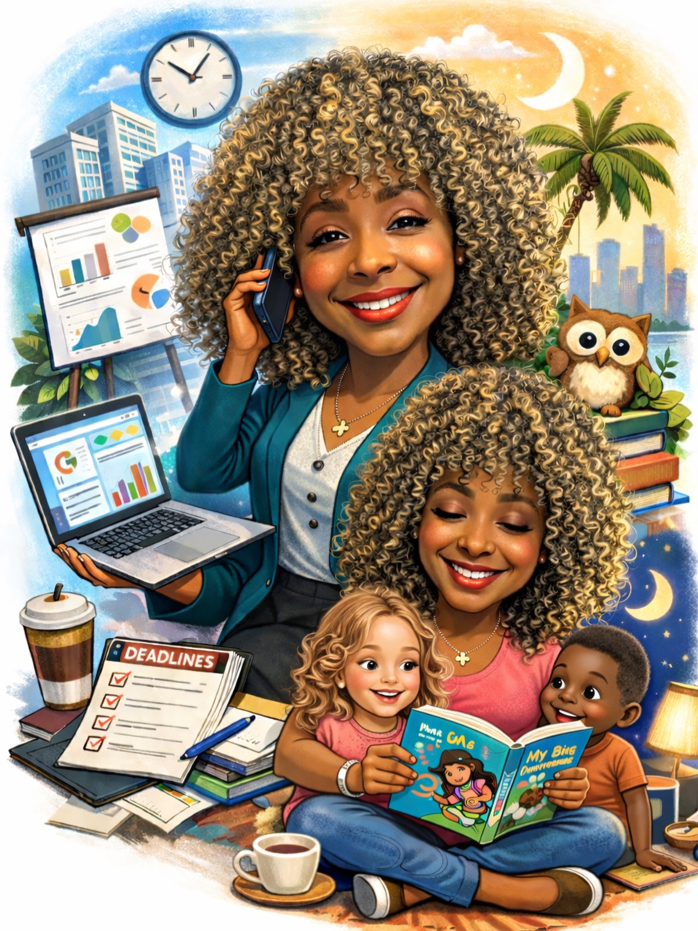 Okay but this is actually kinda spot on 😅✨
I asked ChatGPT to create a caricature of my life based on what it knows about me… and whew. Accurate.
The truth is, I do a lot more than just write books. I manage projects, juggle responsibilities, wear many hats, and move through seasons that can feel a little chaotic at times. But writing books? That’s my favorite thing to do. That’s the part of my life that fills my cup the most.
This picture is a reminder that even in the chaos, there’s purpose. Even in the juggling, there’s joy. And I’m genuinely grateful for all of it.
This was fun—have you tried this? 💛📚
