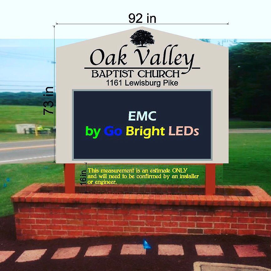 We are excited to unveil the design for the New Upgraded Sign with embedded HD LED panels for this beautiful Church. Oak Valley Baptist is going to be getting some attention!